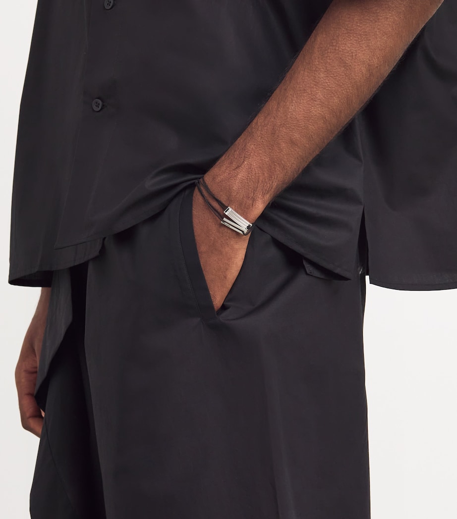 Sterling Silver Godron 5g Cord Bracelet BLACK Image 5