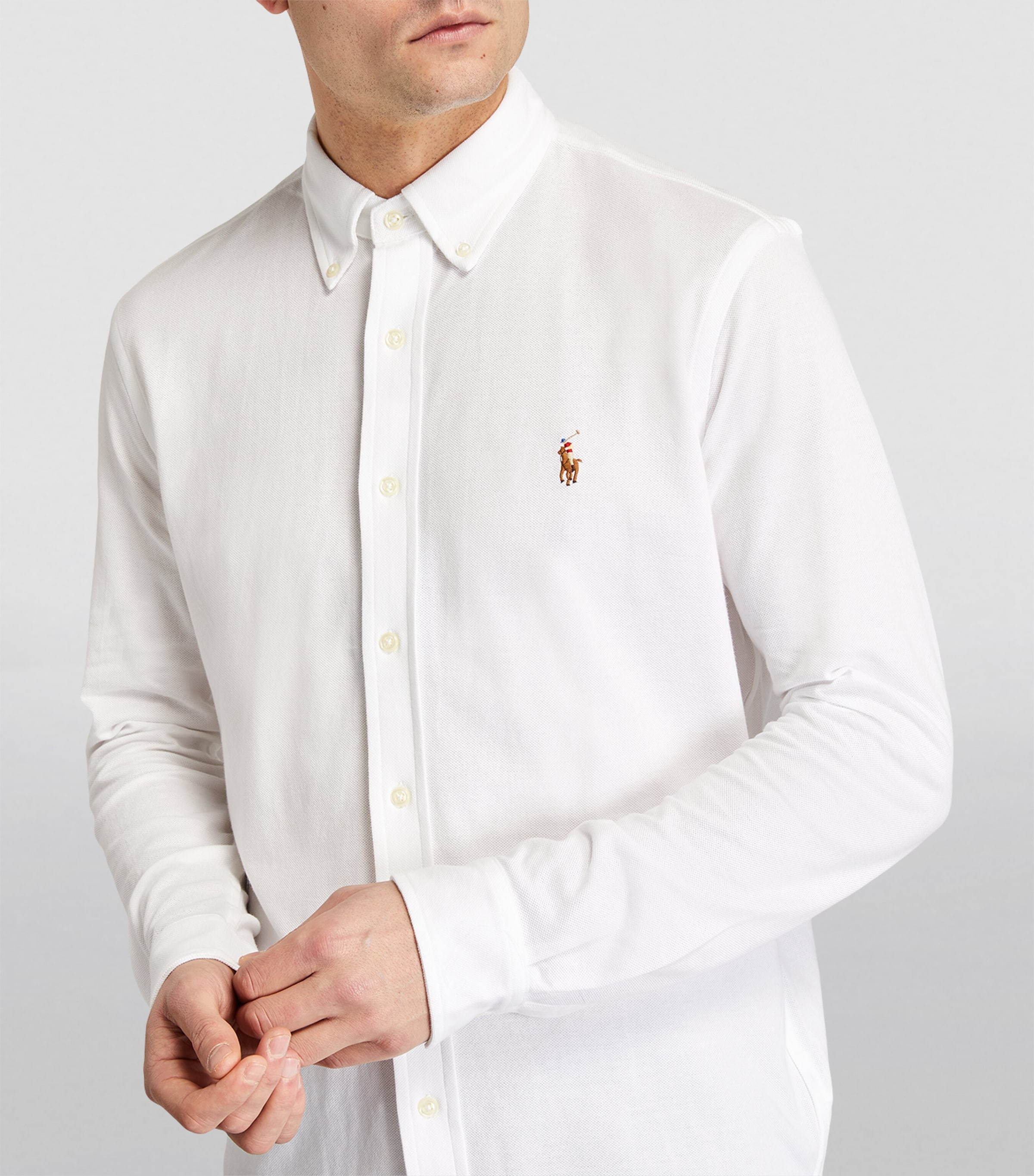 Polo Ralph Lauren Mens Cotton Mesh Oxford Shirt White Image 6