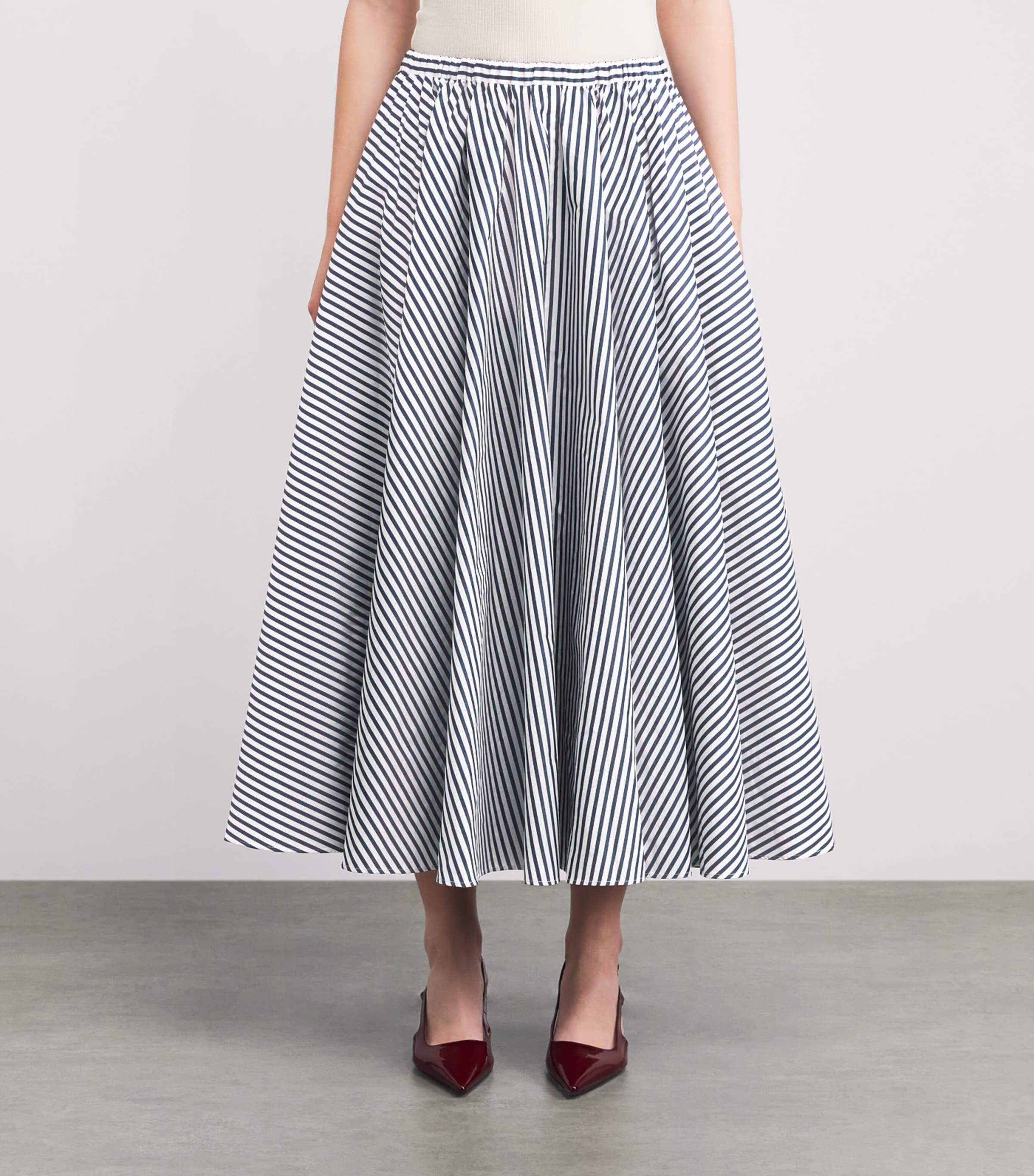 Patou Womens Stripe Midi Skirt Offshore Stripe Image 4