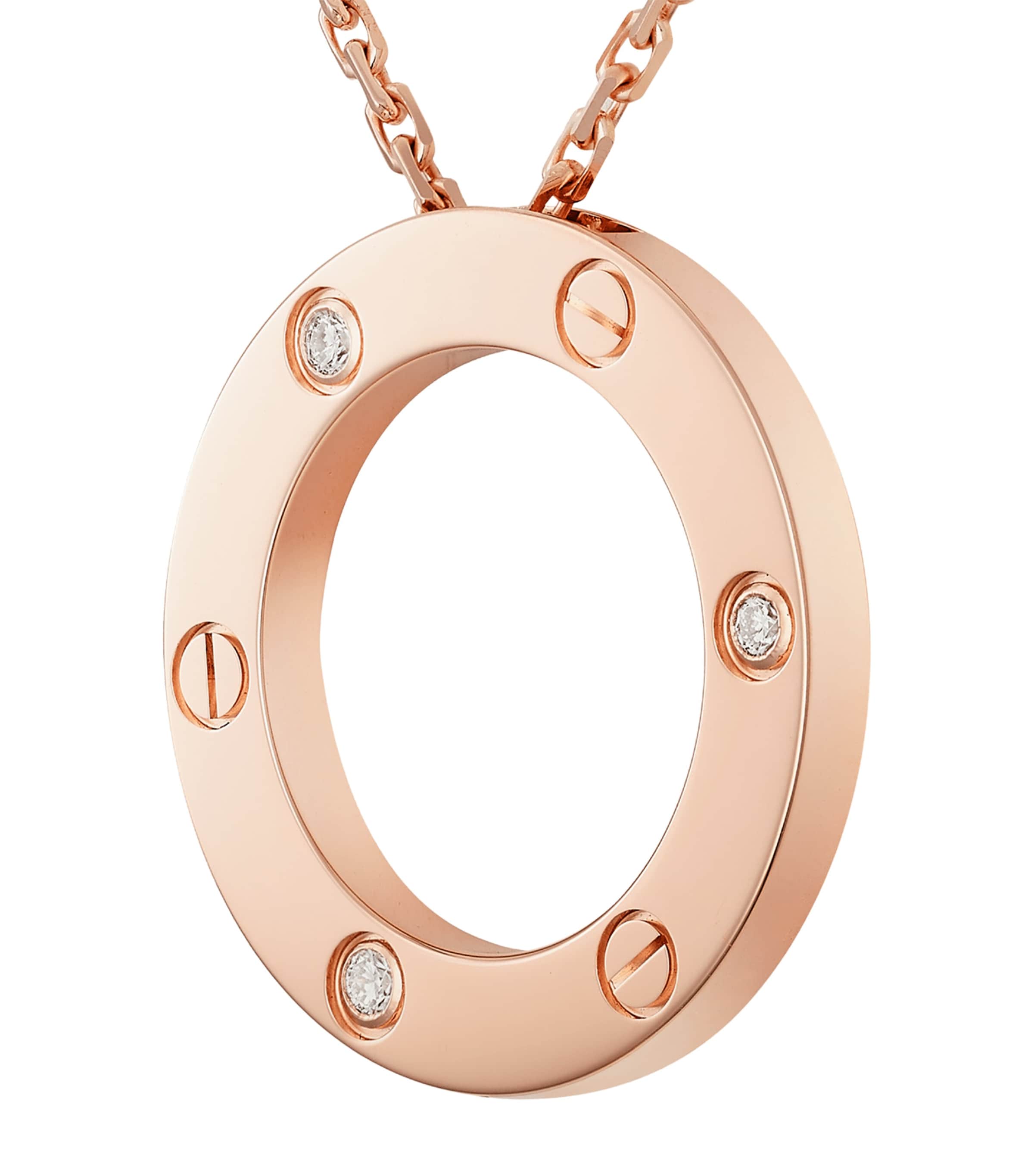 Rose Gold and Diamond LOVE Necklace ROSE GOLD Image 8