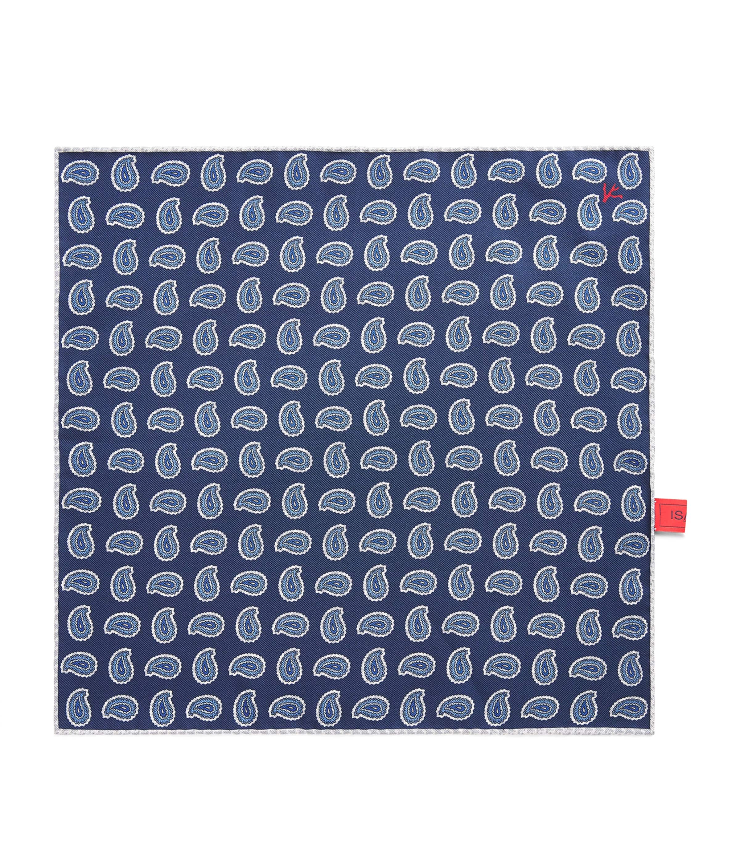 Isaia Paisley Print Pocket Square In Red