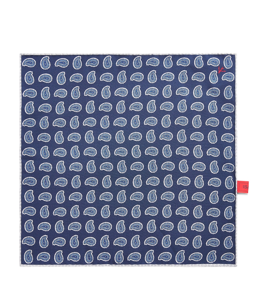 Isaia Paisley Print Pocket Square Image 1
