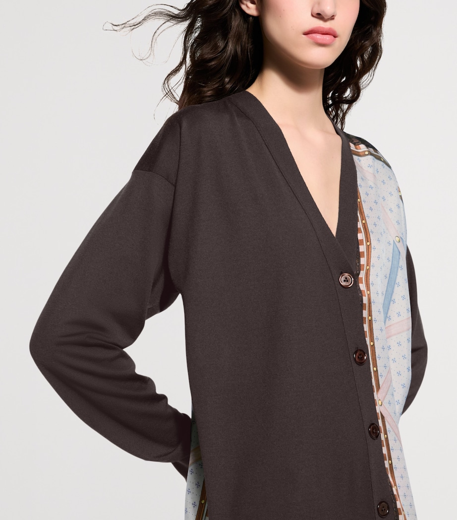 LOUIS VUITTON Womens Wool-Silk Trunk Insert Cardigan Chocolate Brown Image 4