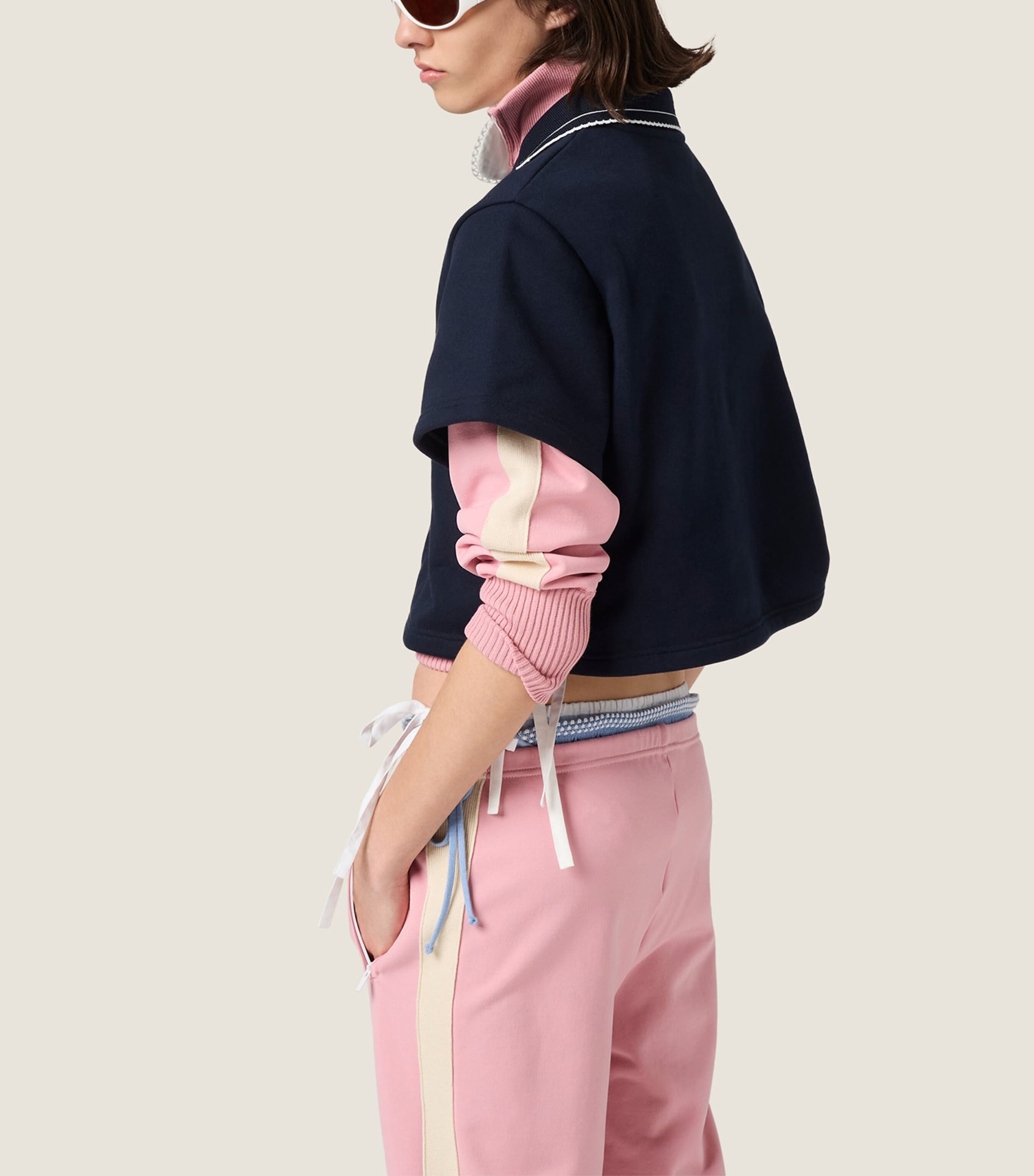 Miu Miu Womens Cotton Cropped Logo Sweatshirt Blue Image 5