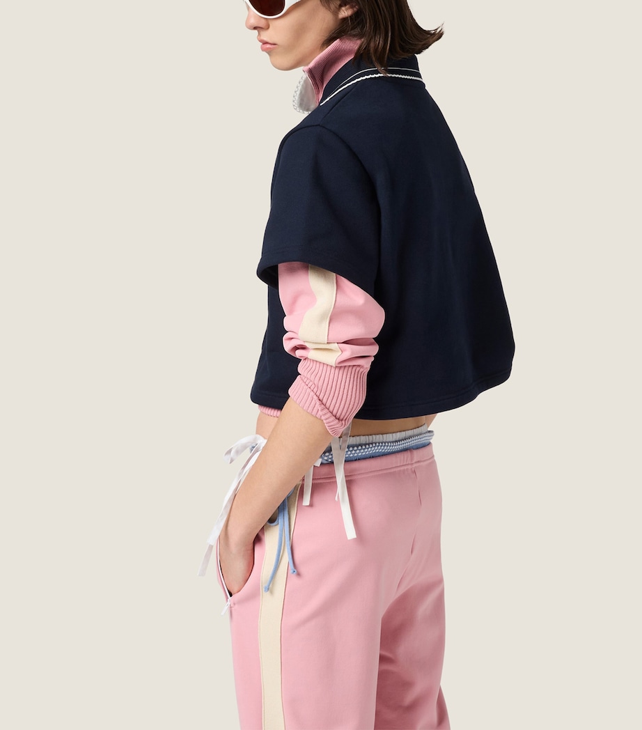 Miu Miu Womens Cotton Cropped Logo Sweatshirt Blue Image 5