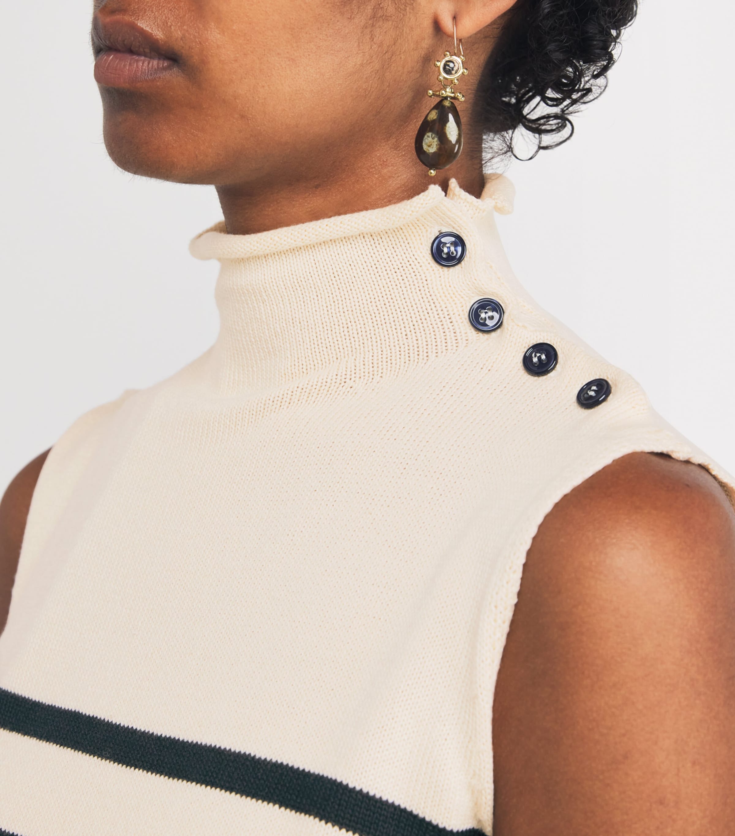 Cotton Stripe Sweater Vest IVORY Image 6