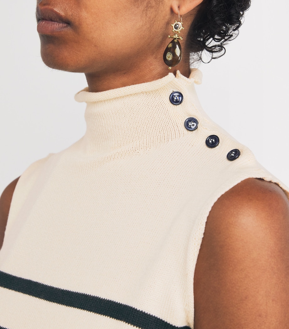 Cotton Stripe Sweater Vest IVORY Image 6