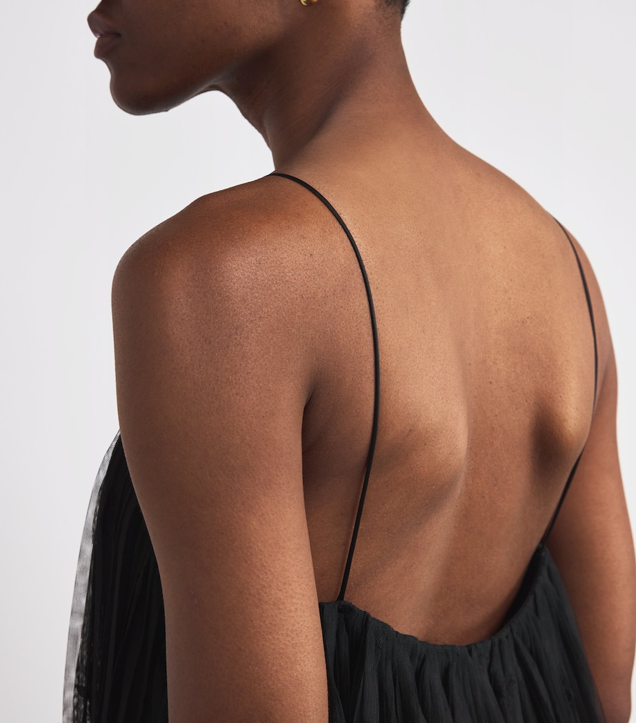 Tulle Floral Maxi Dress 001 BLACK Image 6
