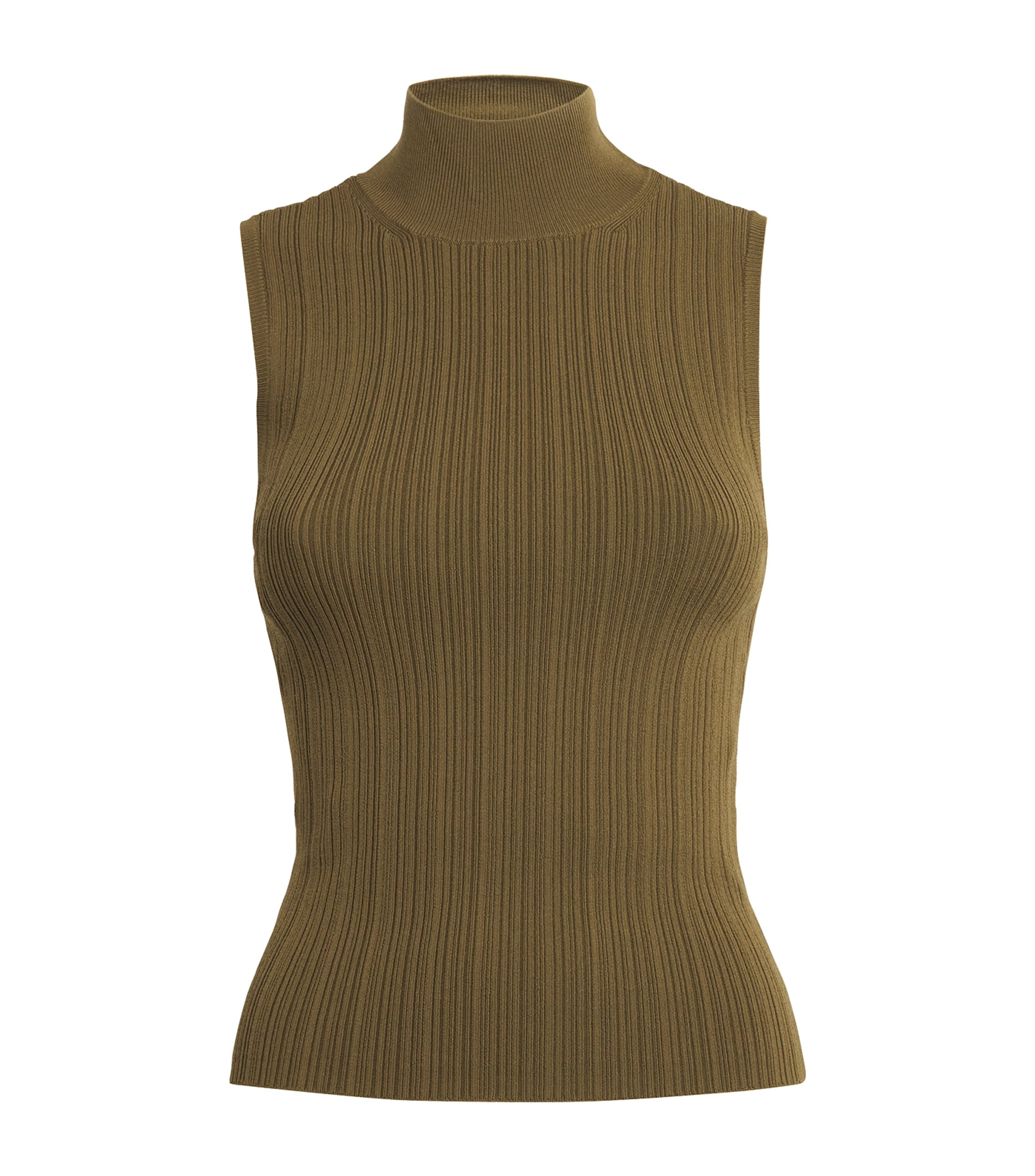 Paige Ribbed High-neck Brin Sweater Vest In Green
