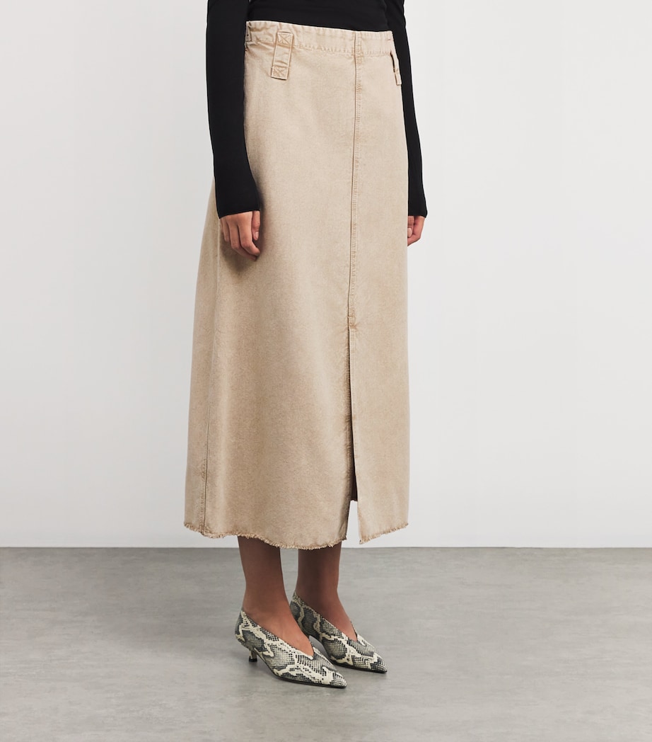 Cotton Canvas Midi Skirt BEIGE Image 3