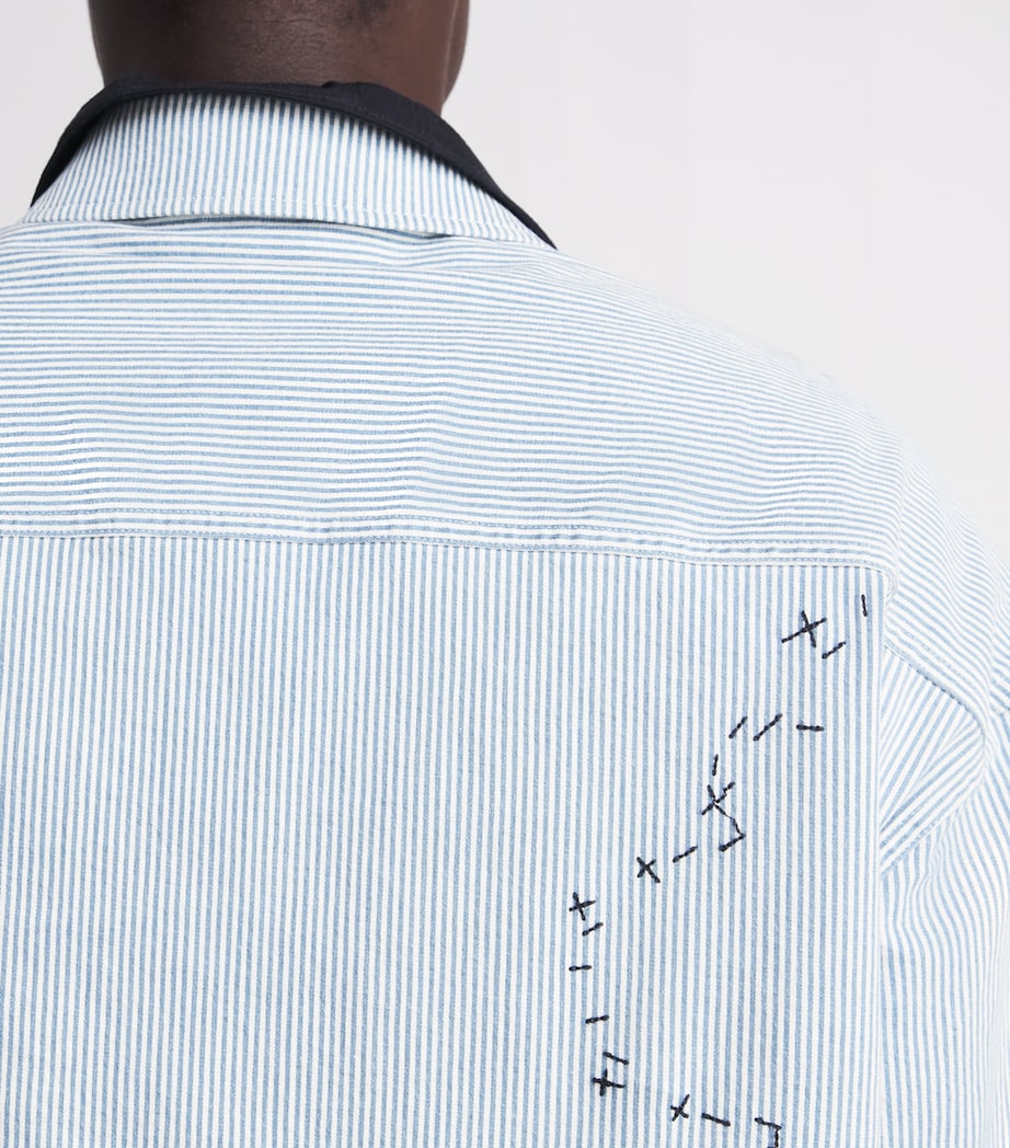DOMREBEL Mens Stripe Indie Denim Overshirt Blue Stripes Image 3