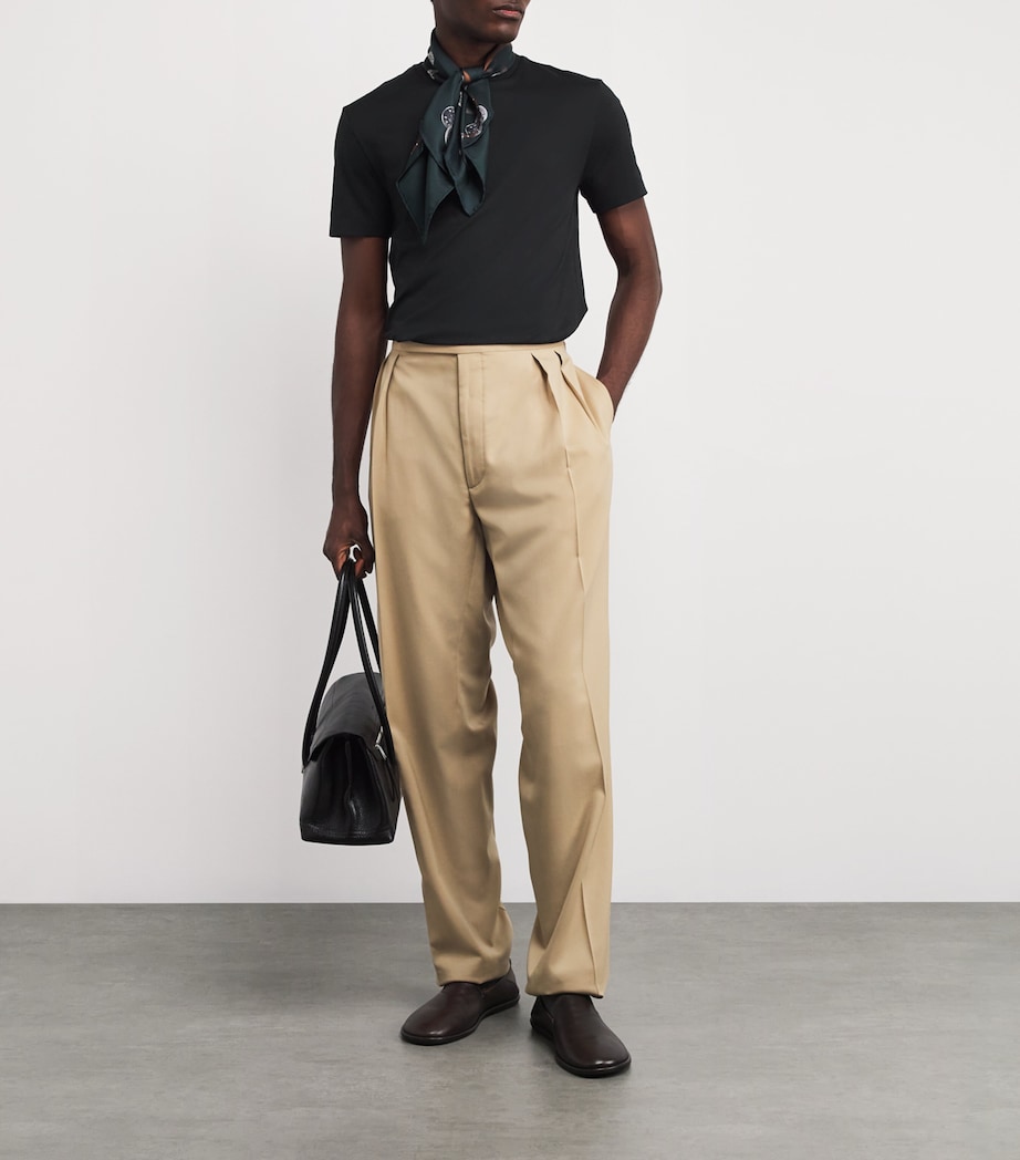 Cotton Embroidered T-Shirt BLACK Image 2