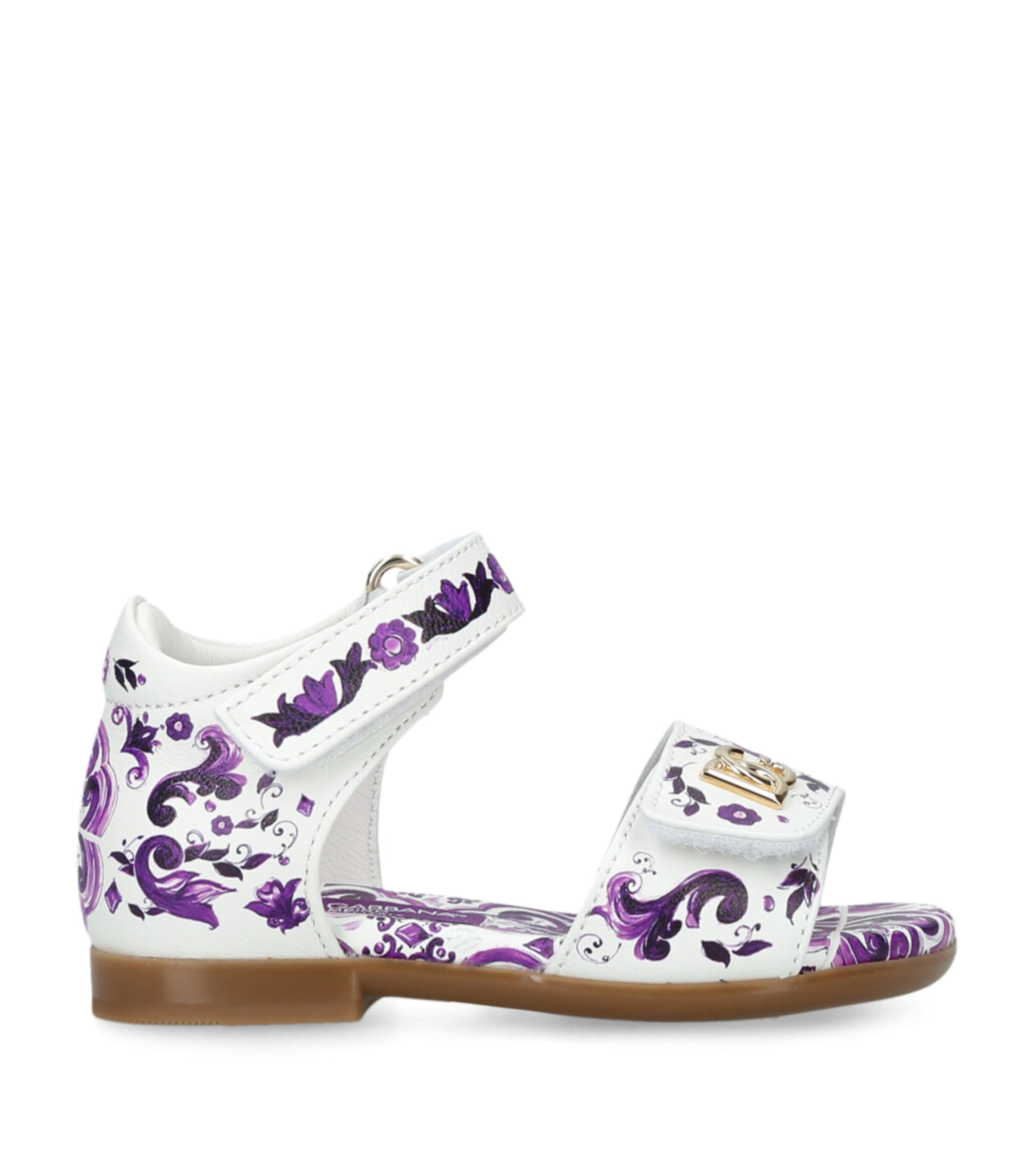 Dolce&Gabbana Kids Printed Leather Sandals Purple Image 1