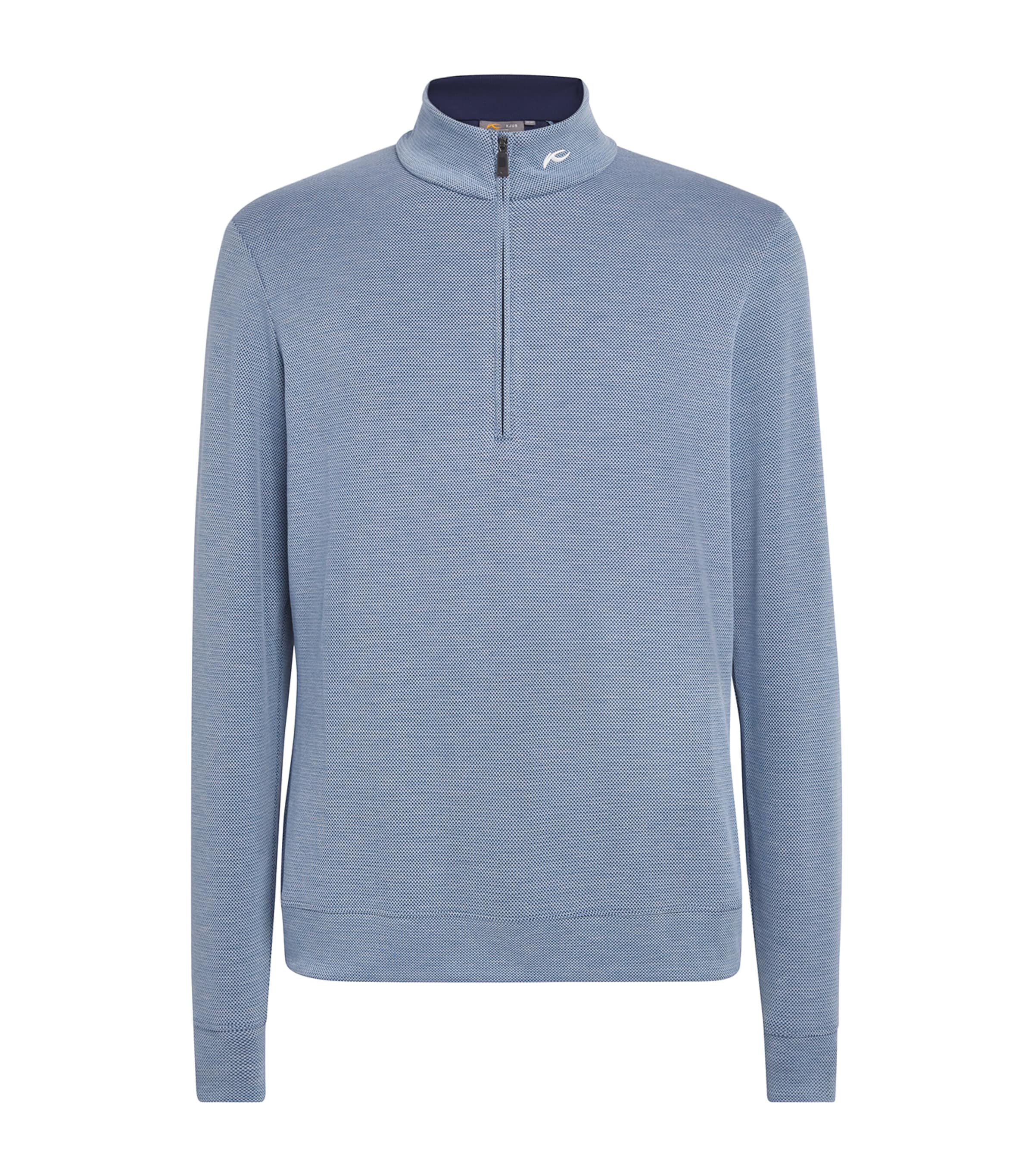 KJUS Mens Essentials Quarter-Zip Sweatshirt Vpor Blu/atlanta Blu Image 1