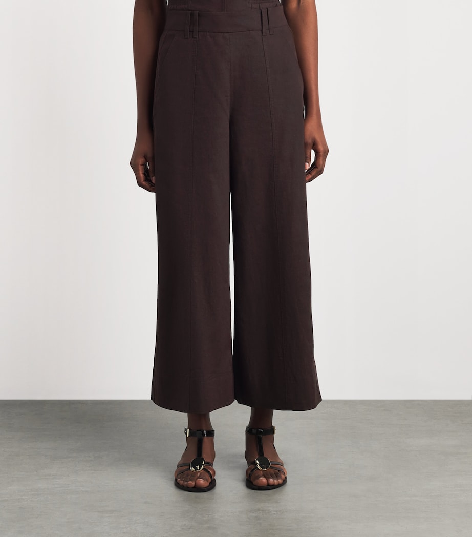 ME+EM Womens Cropped Wide-Leg Trousers Cocoa Brown Image 4
