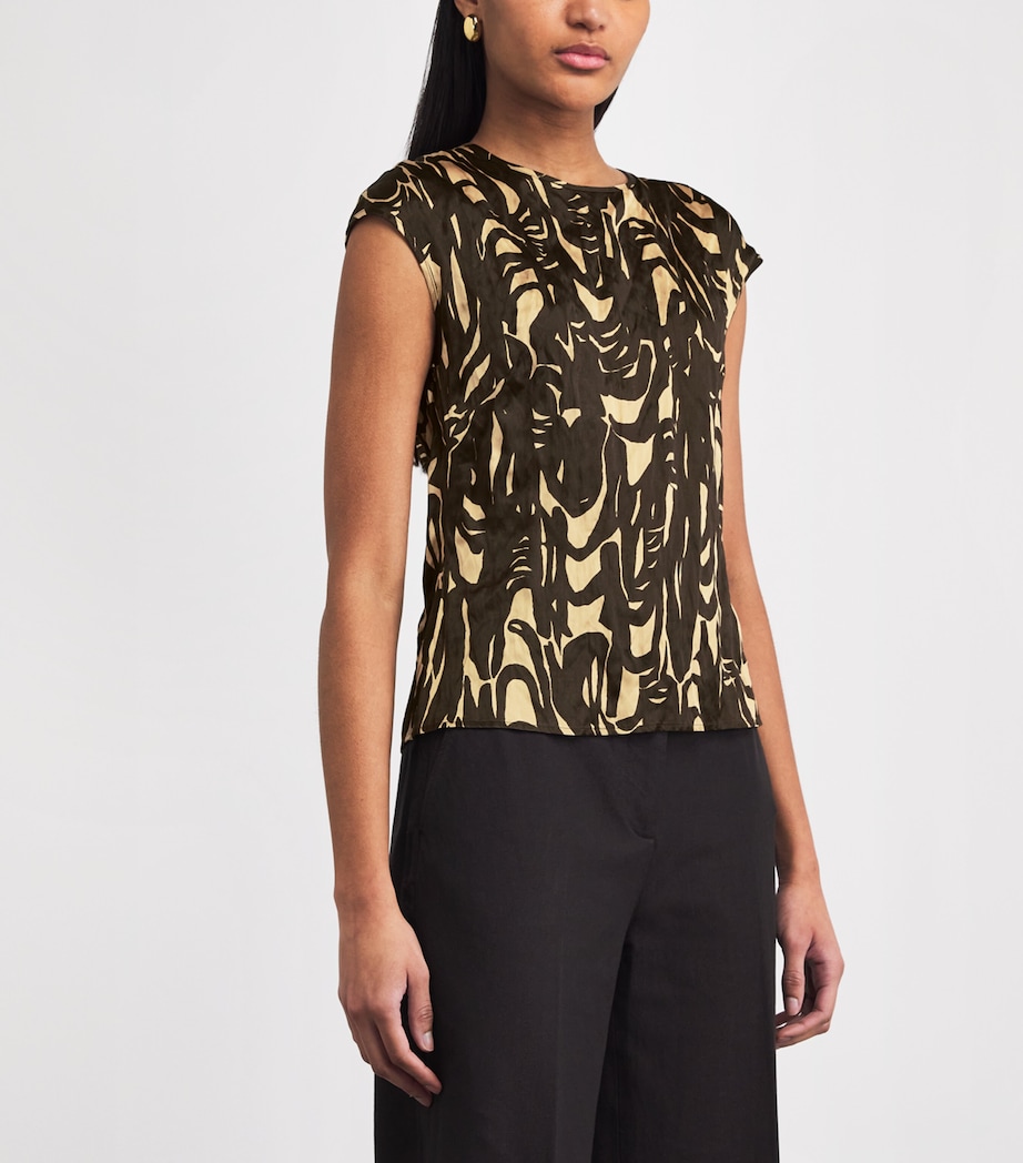 Printed Crinkle Zeyna Top COCOA/POWDER Image 4