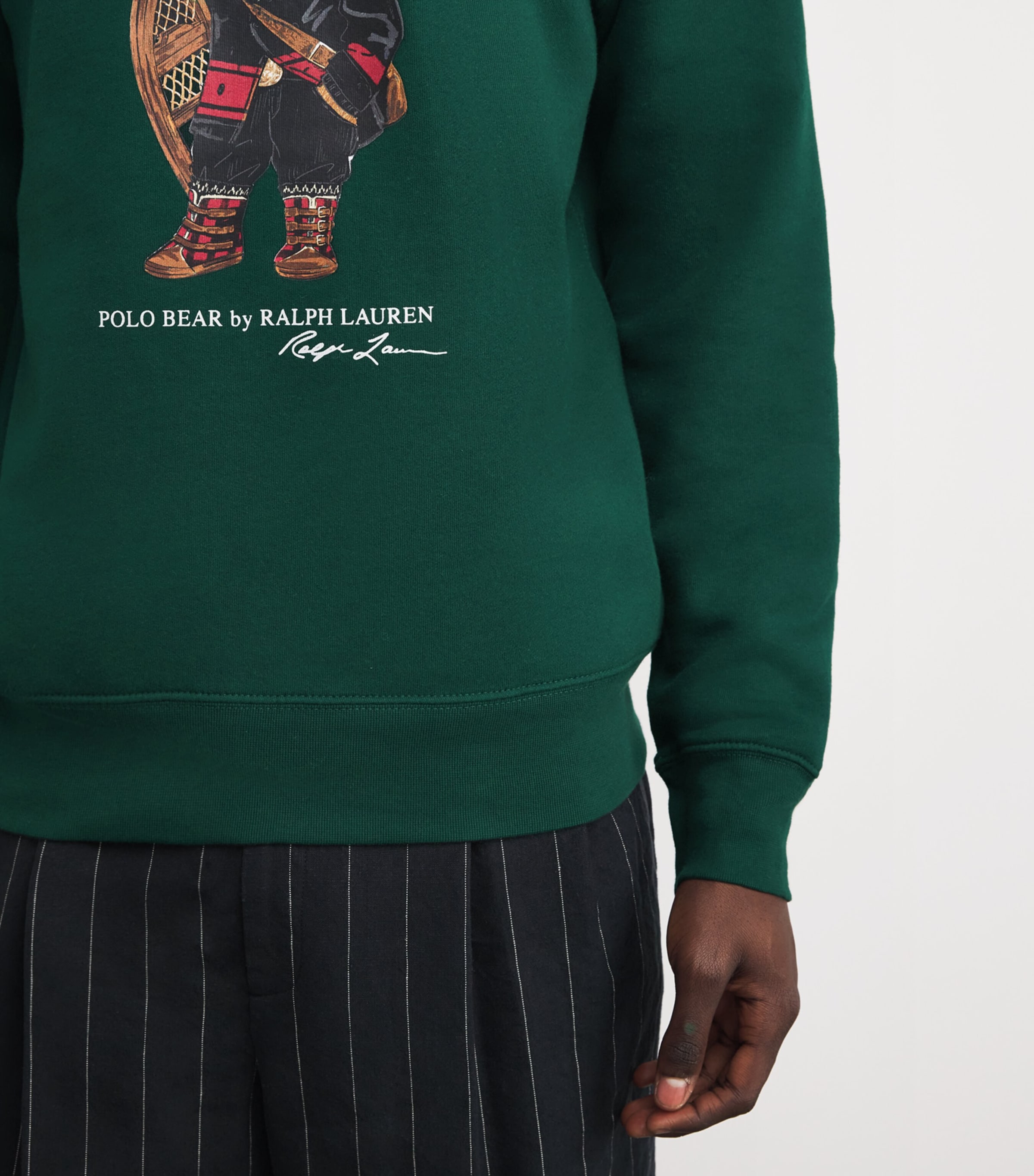 Cotton Holiday Bear Sweatshirt GREEN Image 6