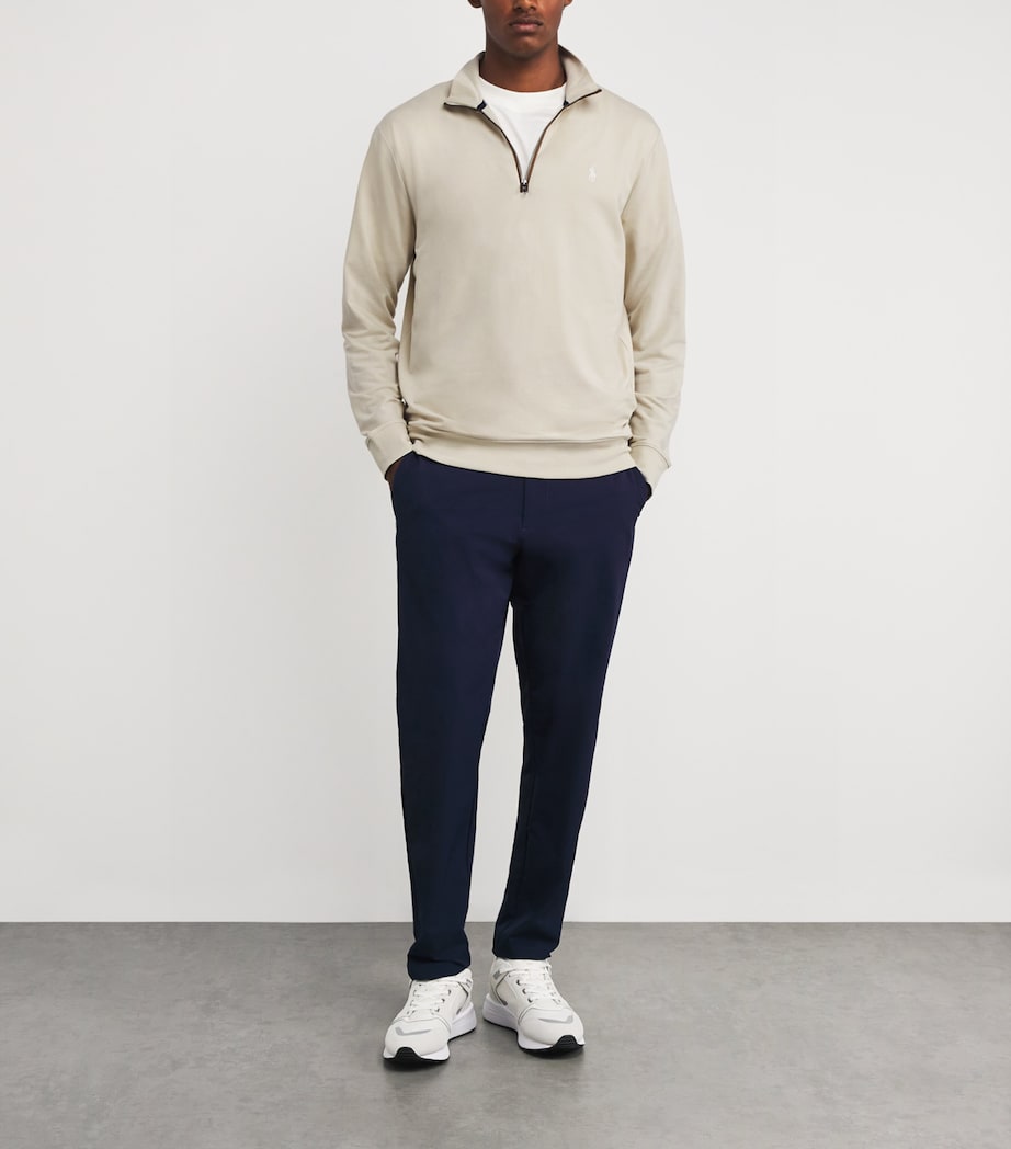 Cotton-Blend Polo Pony Quarter-Zip Sweater BASIC SAND Image 2