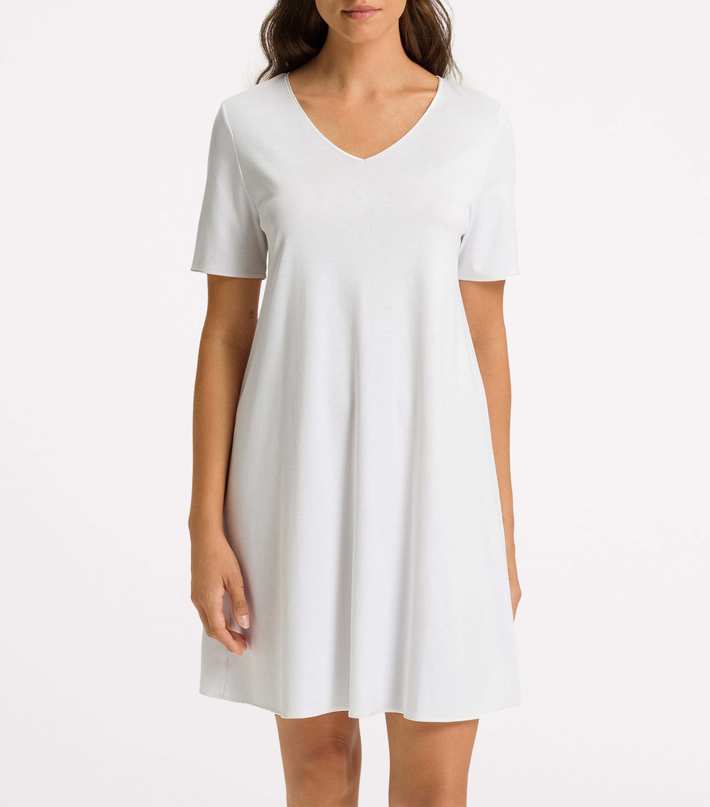 Short-Sleeve Cotton Silk Nightdress WHITE Image 3