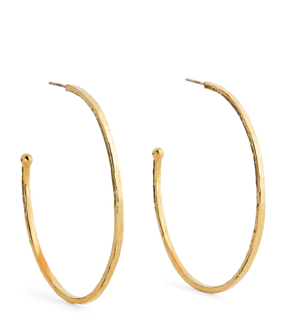 Medium Yellow Gold Hammered Hoop Earrings YELLOW GOLD Image 1