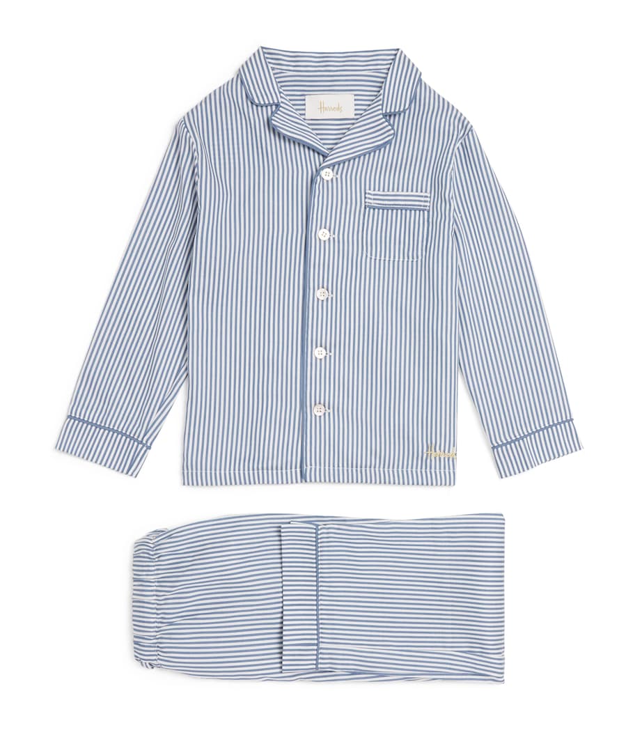 Cotton Stripe Pyjama Set (2-8 Years) BLUE Image 1