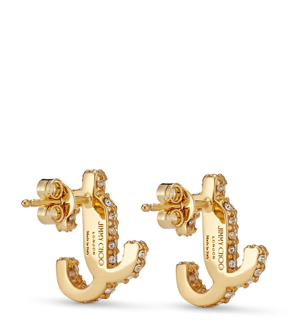 Crystal-Embellished JC Stud Earrings GOLD Image 5