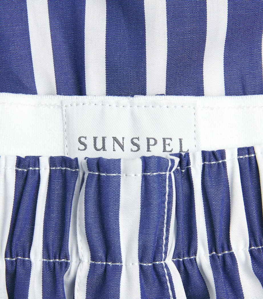 Sunspel Mens Cotton Classic Boxer Shorts Navy/white Wide Image 5