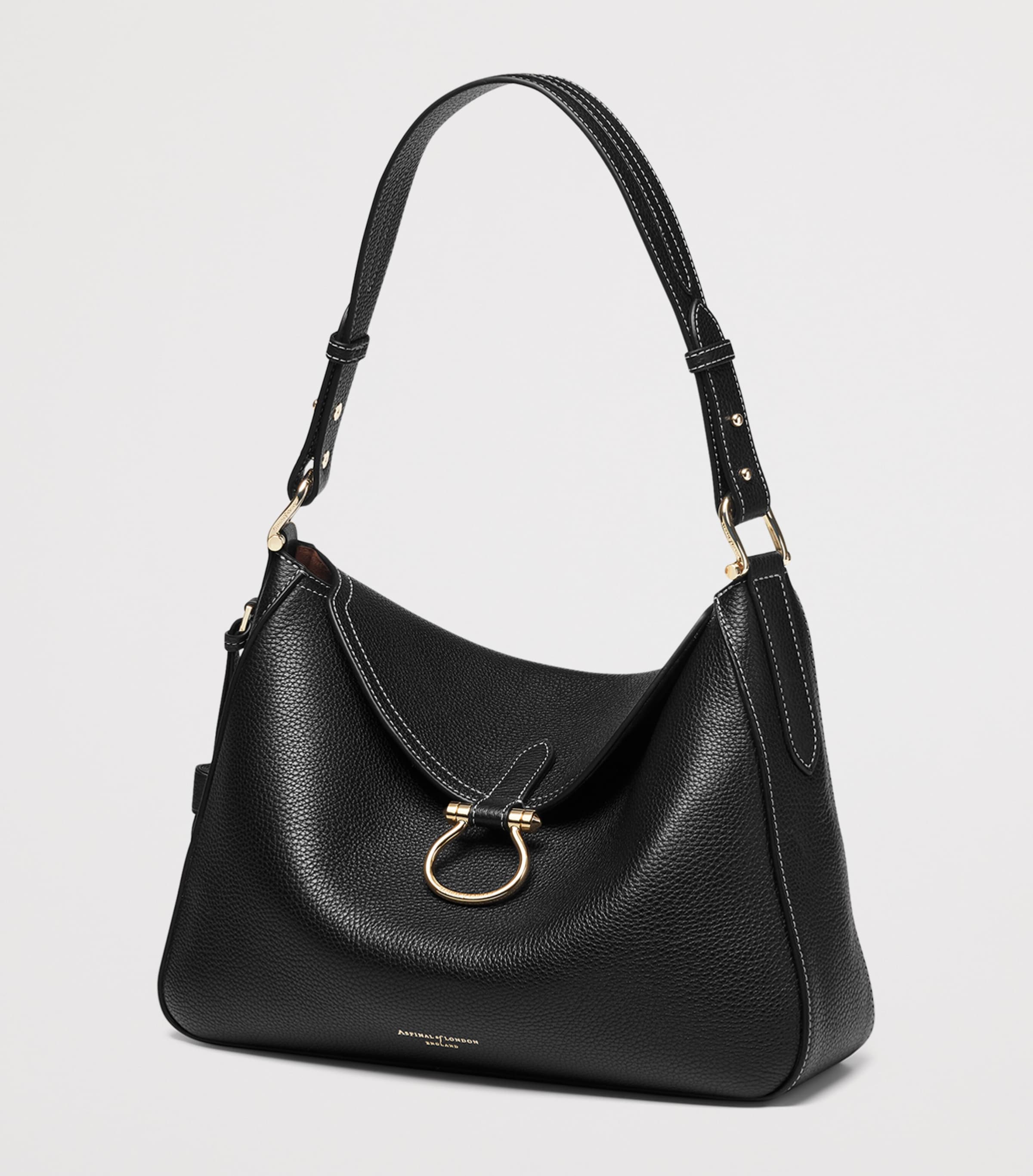 Aspinal Of London Grained Leather Ella Shoulder Bag Black Image 3