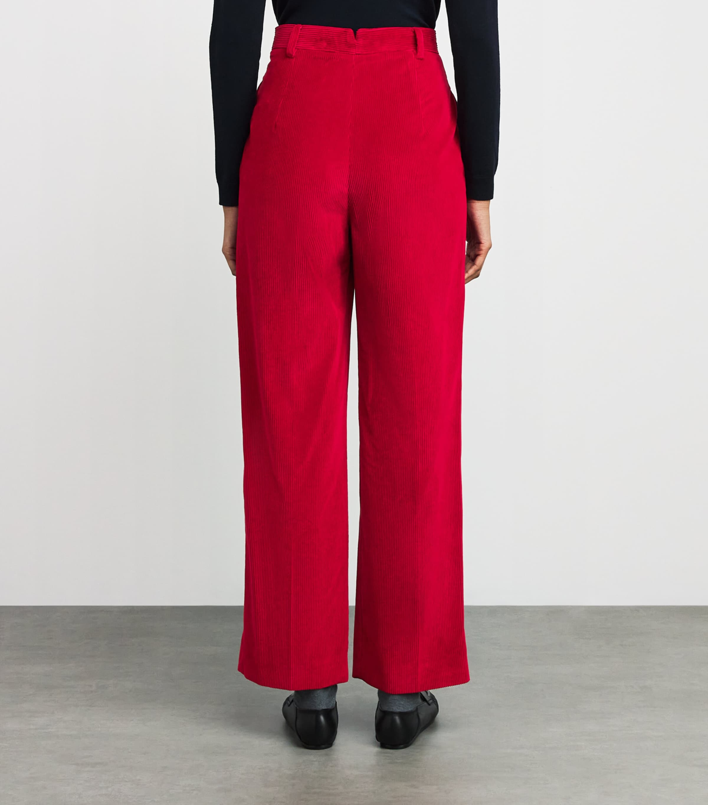 Corduroy Straight Trousers RED Image 4