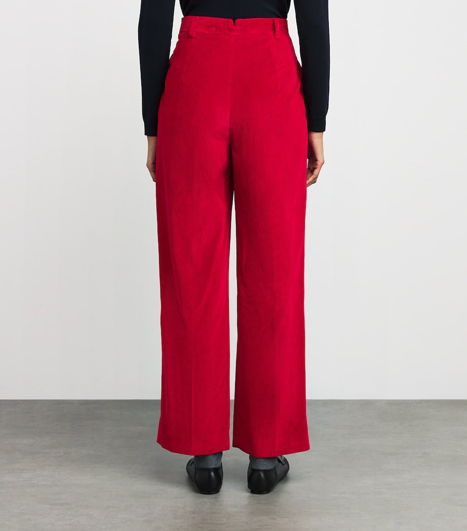 Corduroy Straight Trousers RED Image 4