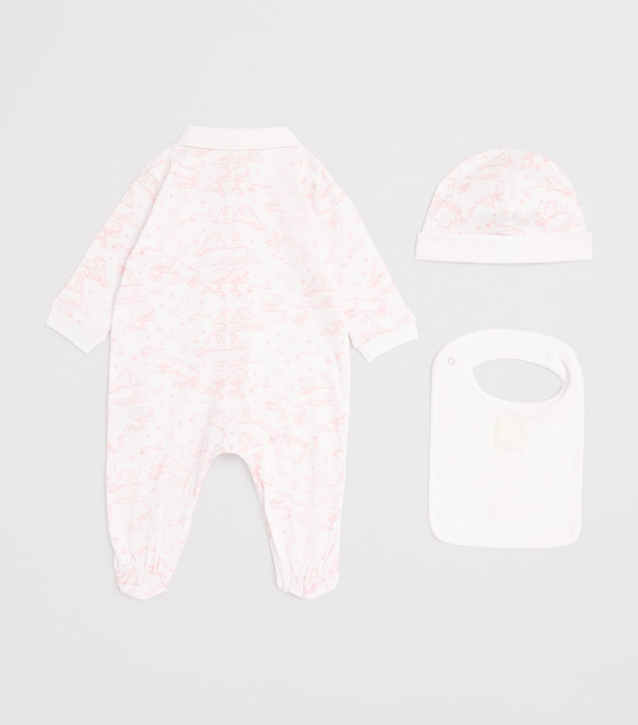 Cotton All-In-One, Hat and Bib Set (1-18 Months) H31269/N54WHITE PINK Image 1