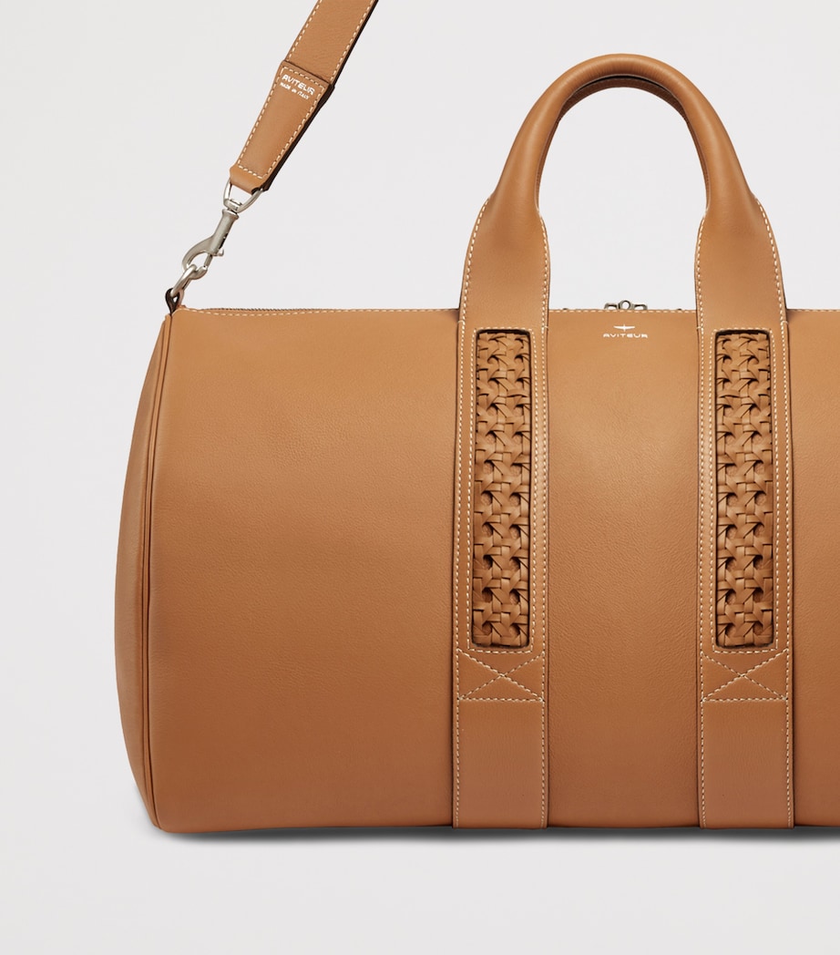 Leather Woven-Detail Holdall WALNUT Image 4