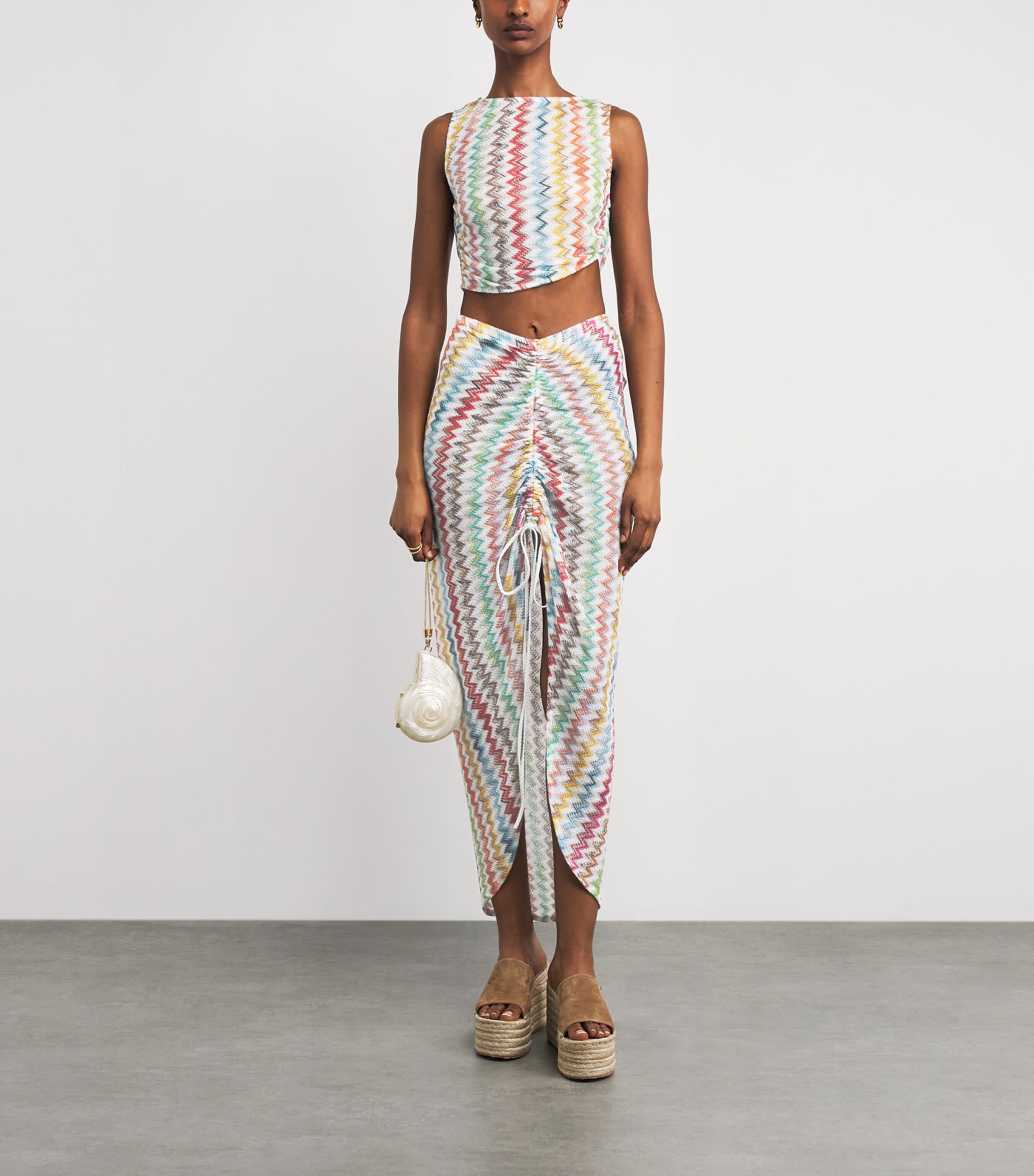 Missoni Womens Zigzag Ruched Maxi Skirt Image 2