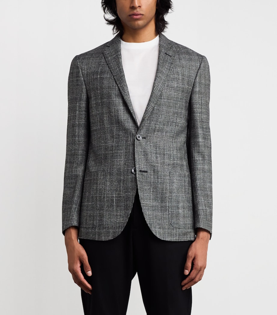 Virgin Wool-Blend Check Blazer 015 GREY MELANGE Image 3