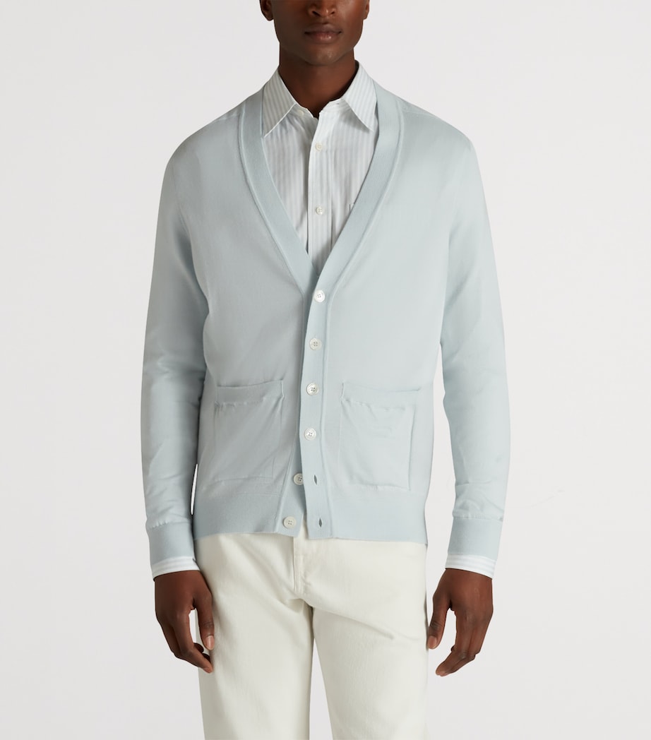 Superfine Cashmere Cardigan 476AQUA Image 3