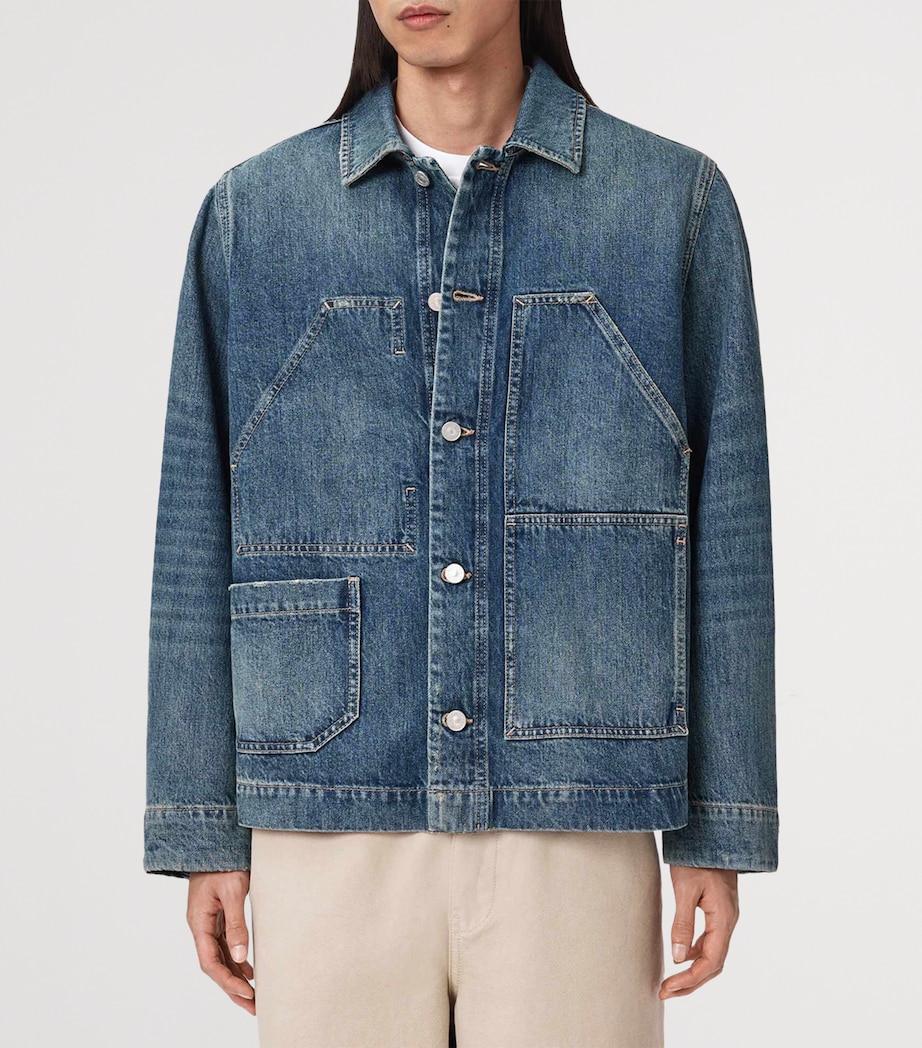 AllSaints Mens Mukesh Denim Jacket Mid Indigo Image 3