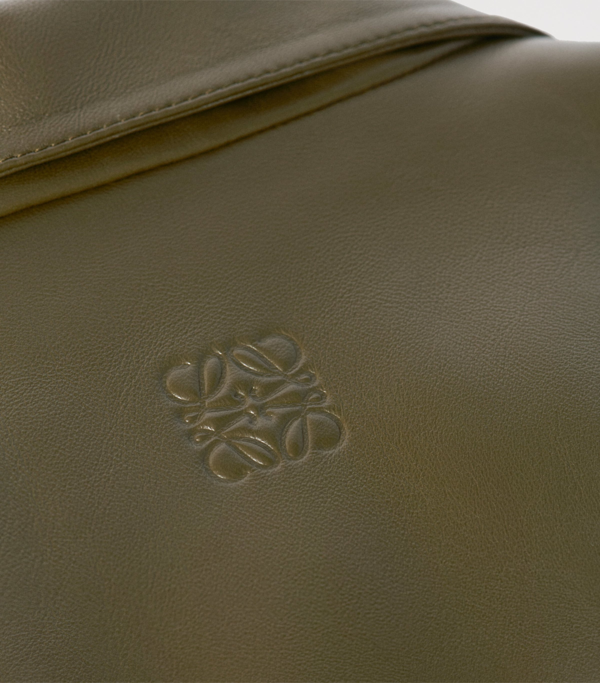 Leather Short-Sleeve Shirt KHAKI GREEN Image 6