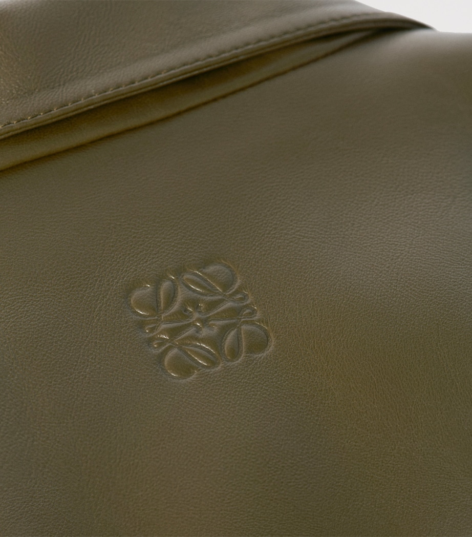 Leather Short-Sleeve Shirt KHAKI GREEN Image 6