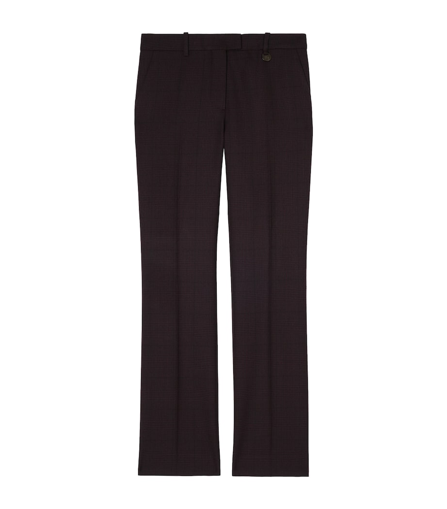 Burberry Womens Wool Check Tailored Trousers Dark Pelt Brown Chk Image 1