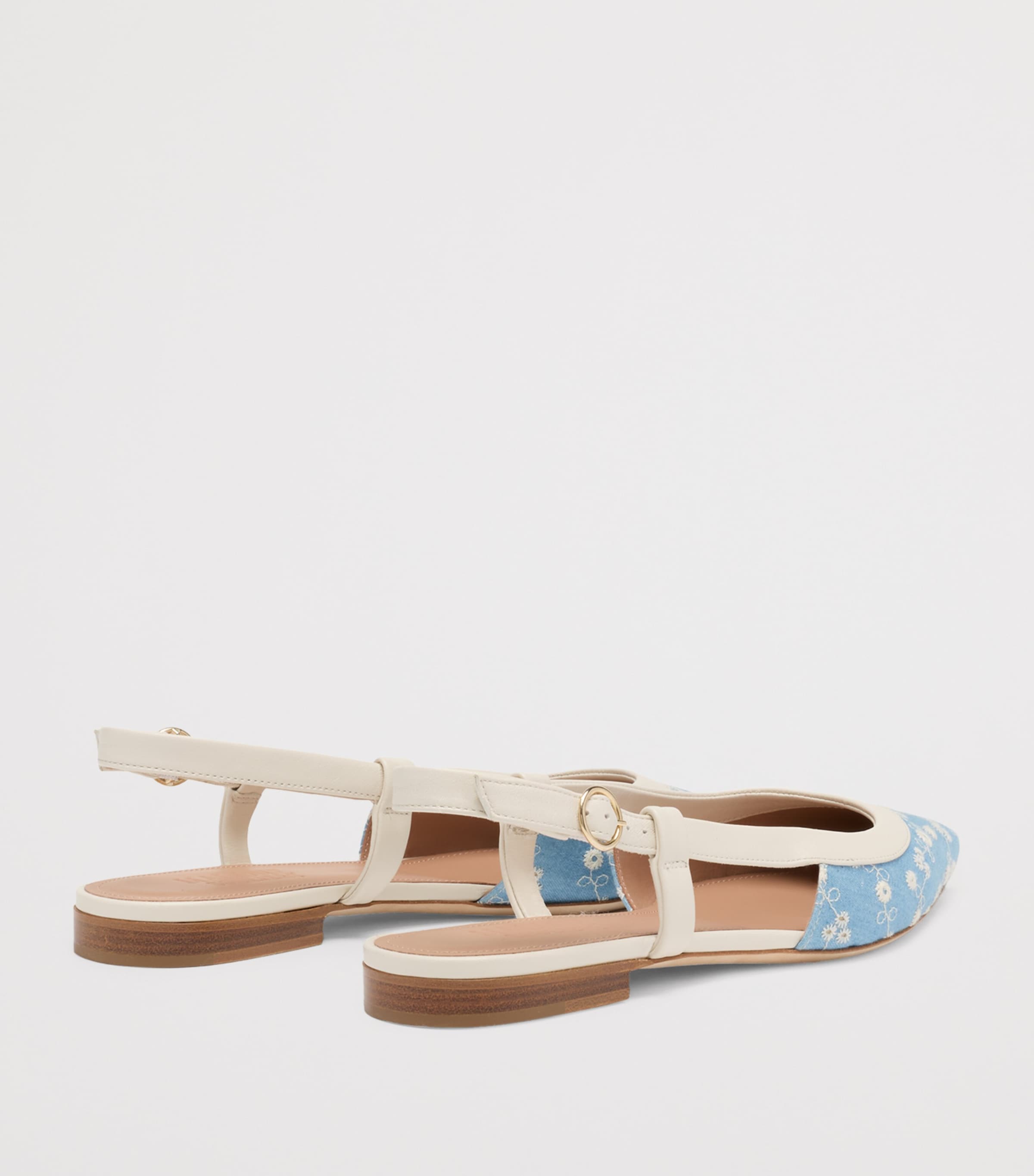 Malone Souliers Denim-Leather Tate Slingback Flats Blue Image 4
