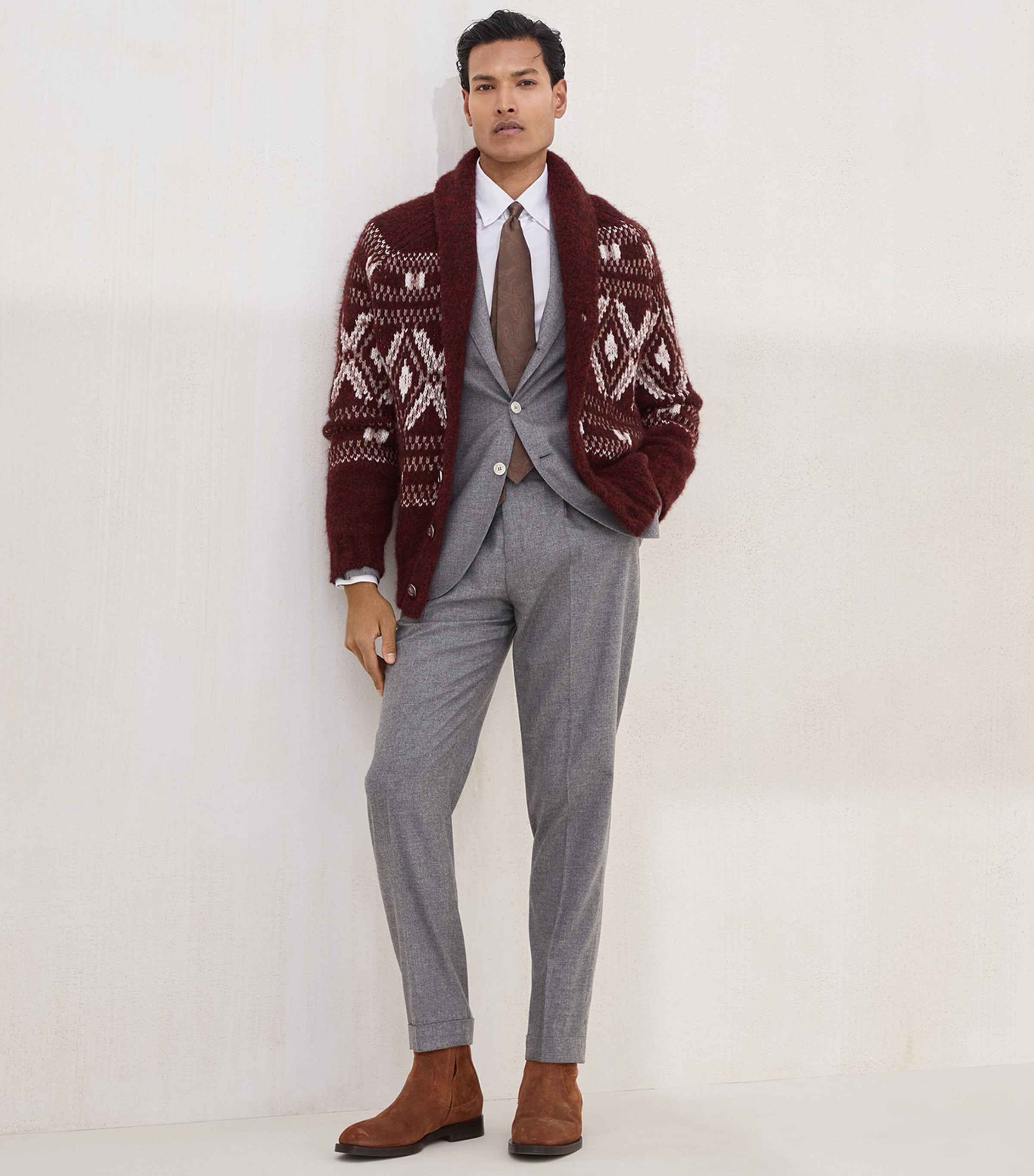 Wool-Blend Jacquard Cardigan CMA82 Image 4