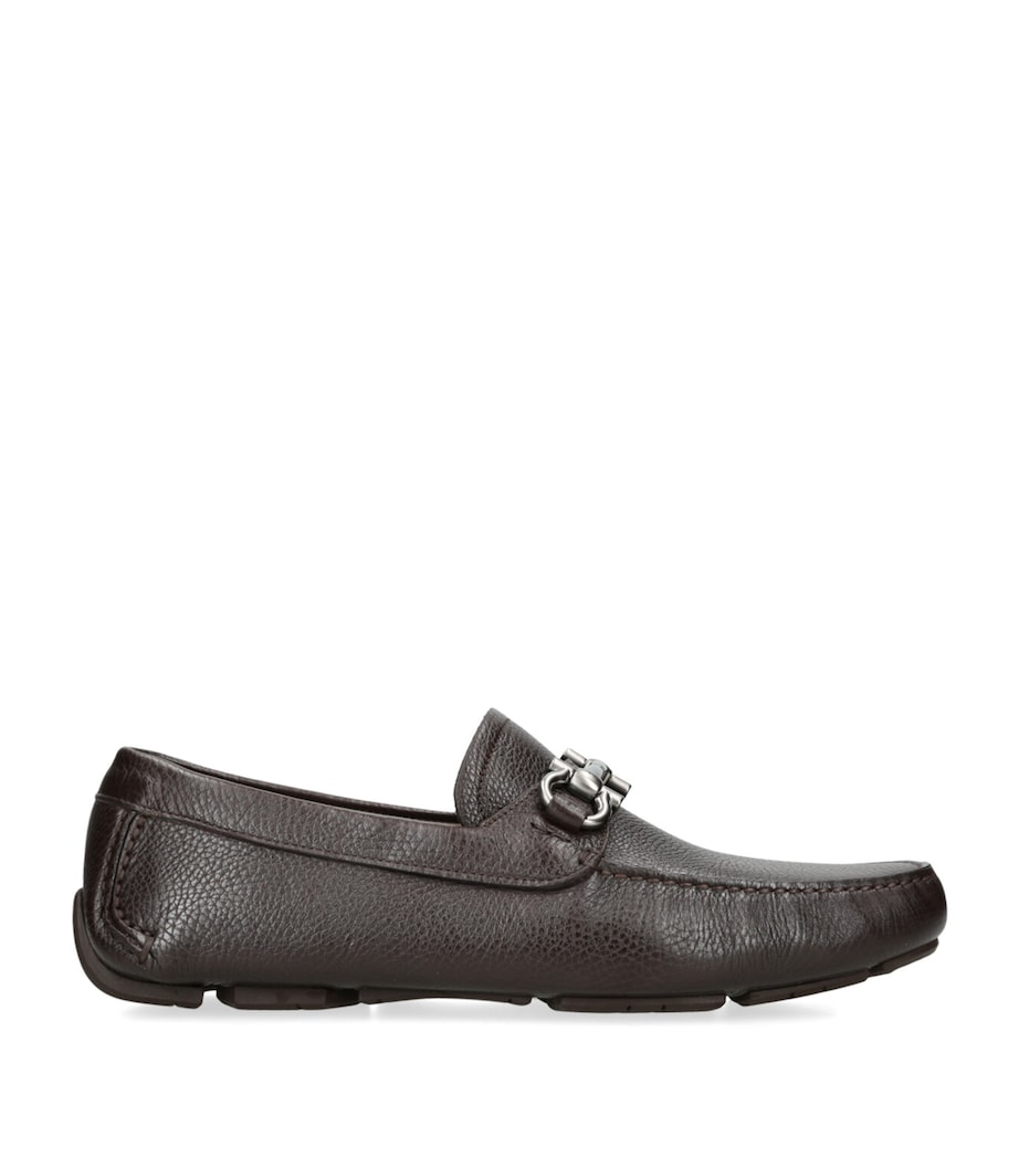 Salvatore Ferragamo Leather Parigi Gancho Loafers Dark Brown Image 1