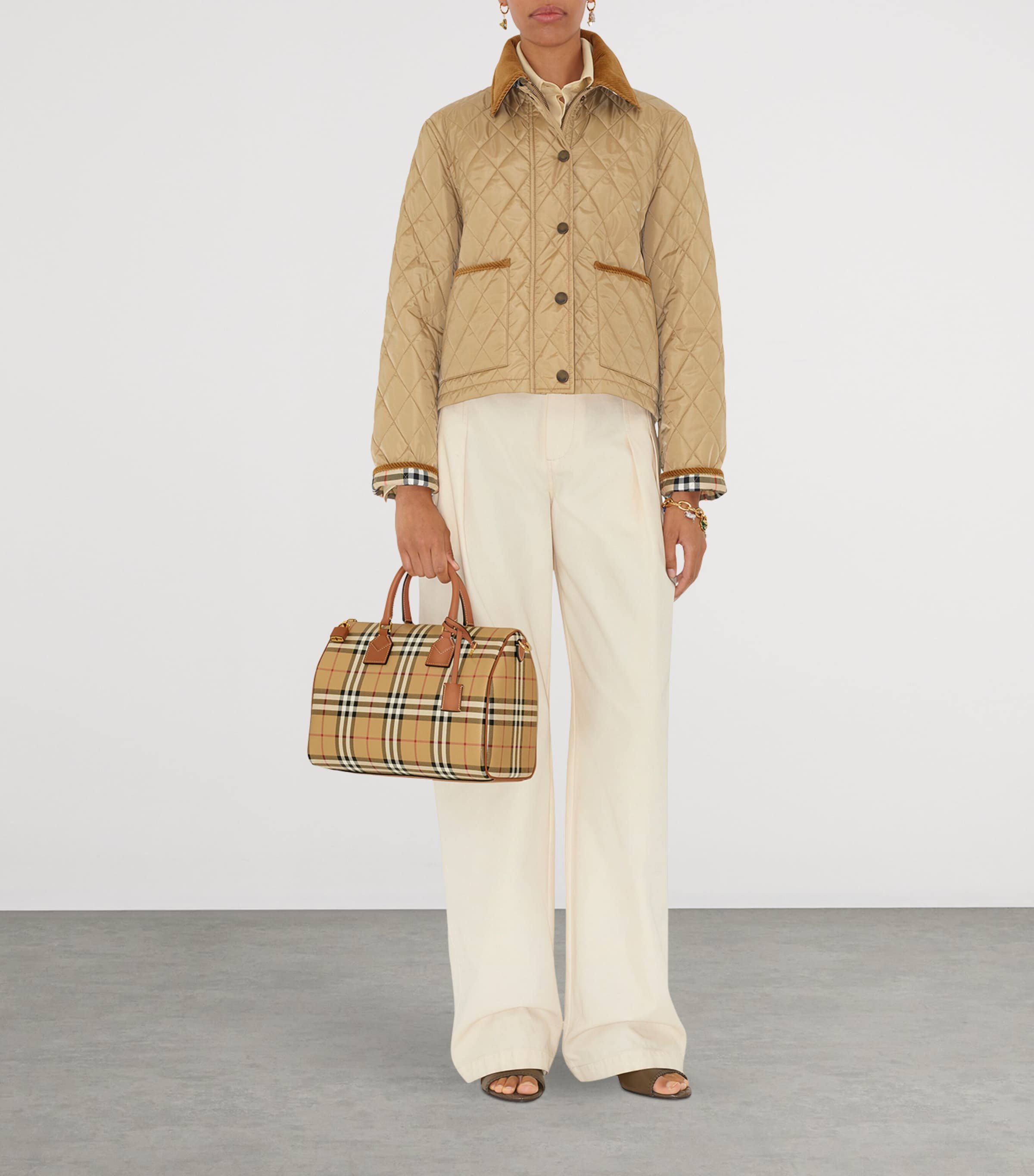 Quilted Field Jacket FLAX/SAND IP CHECK Image 6