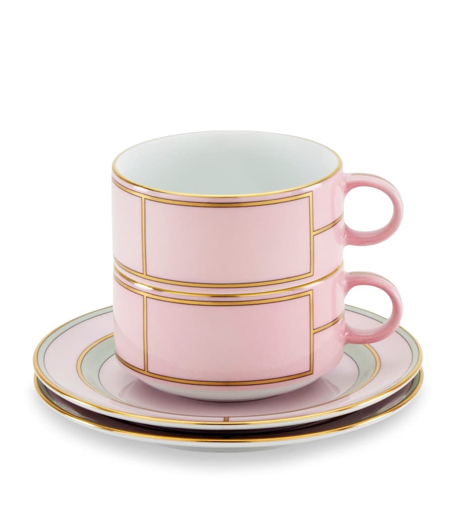 Set of 2 Porcelain Colonna Diva Rosa Teacups and Saucers G00134902 Image 2