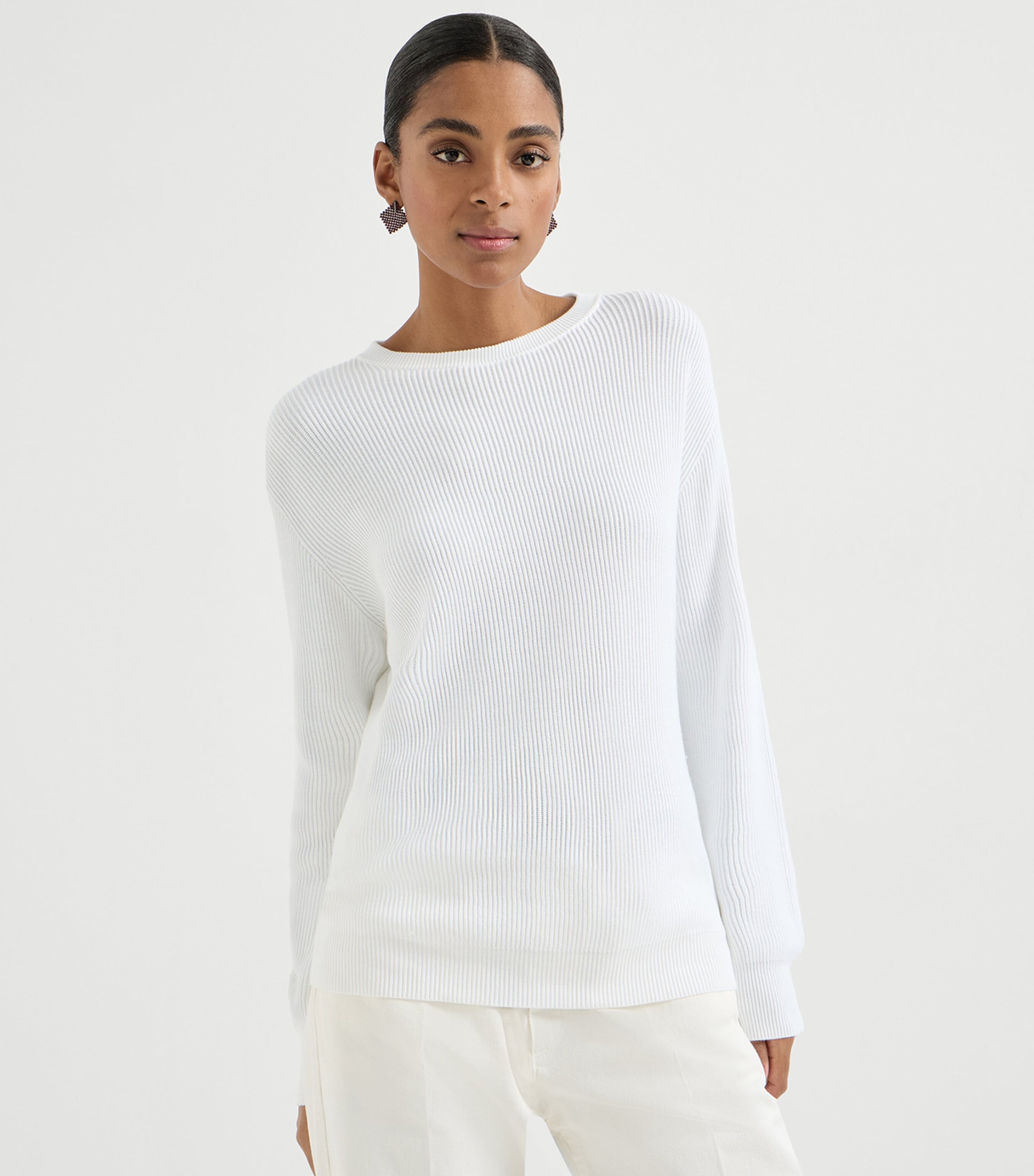 Brunello Cucinelli Womens Cotton Monili-Detail Sweater Image 4