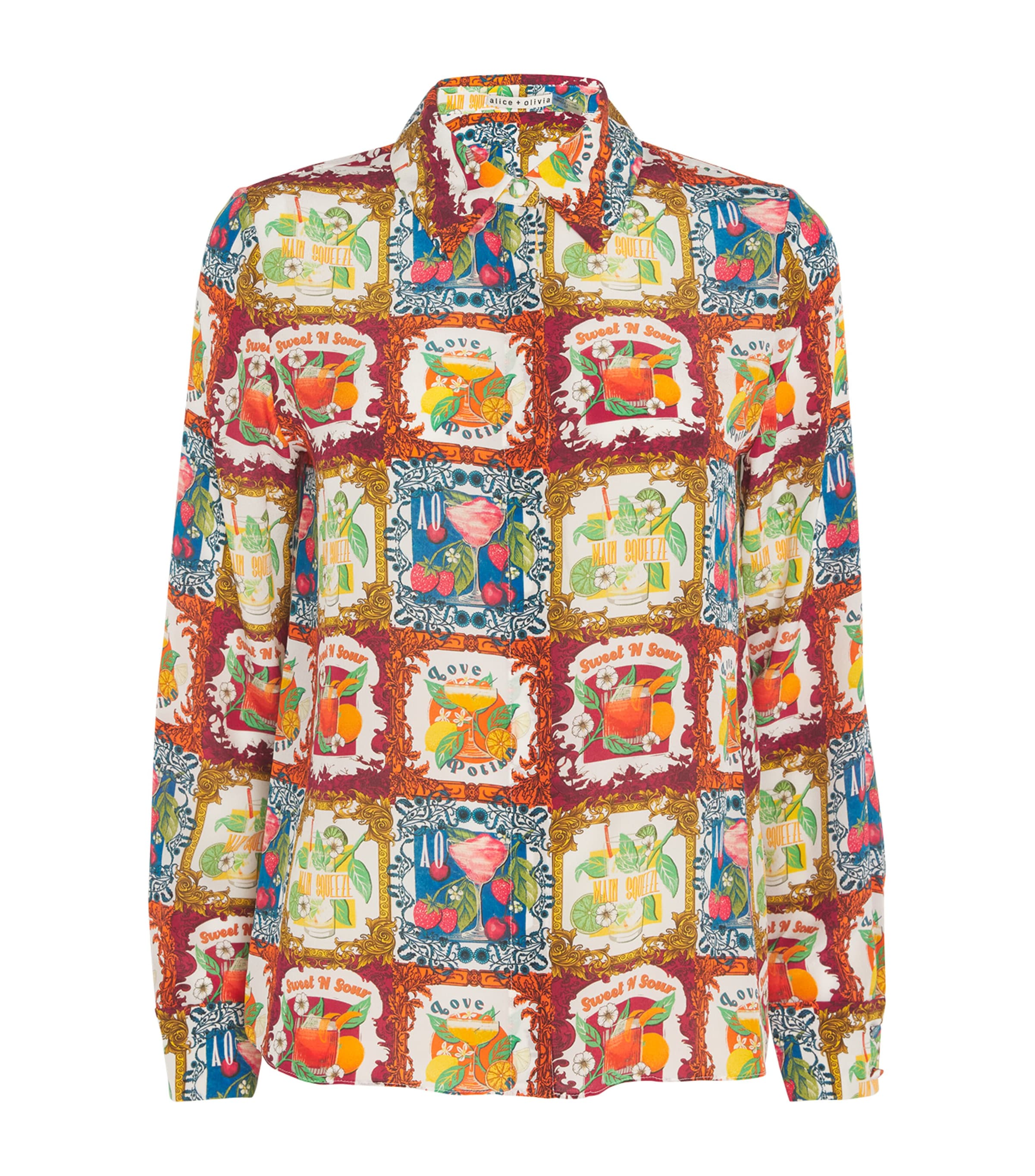 Alice And Olivia Silk Willa Shirt In Multi