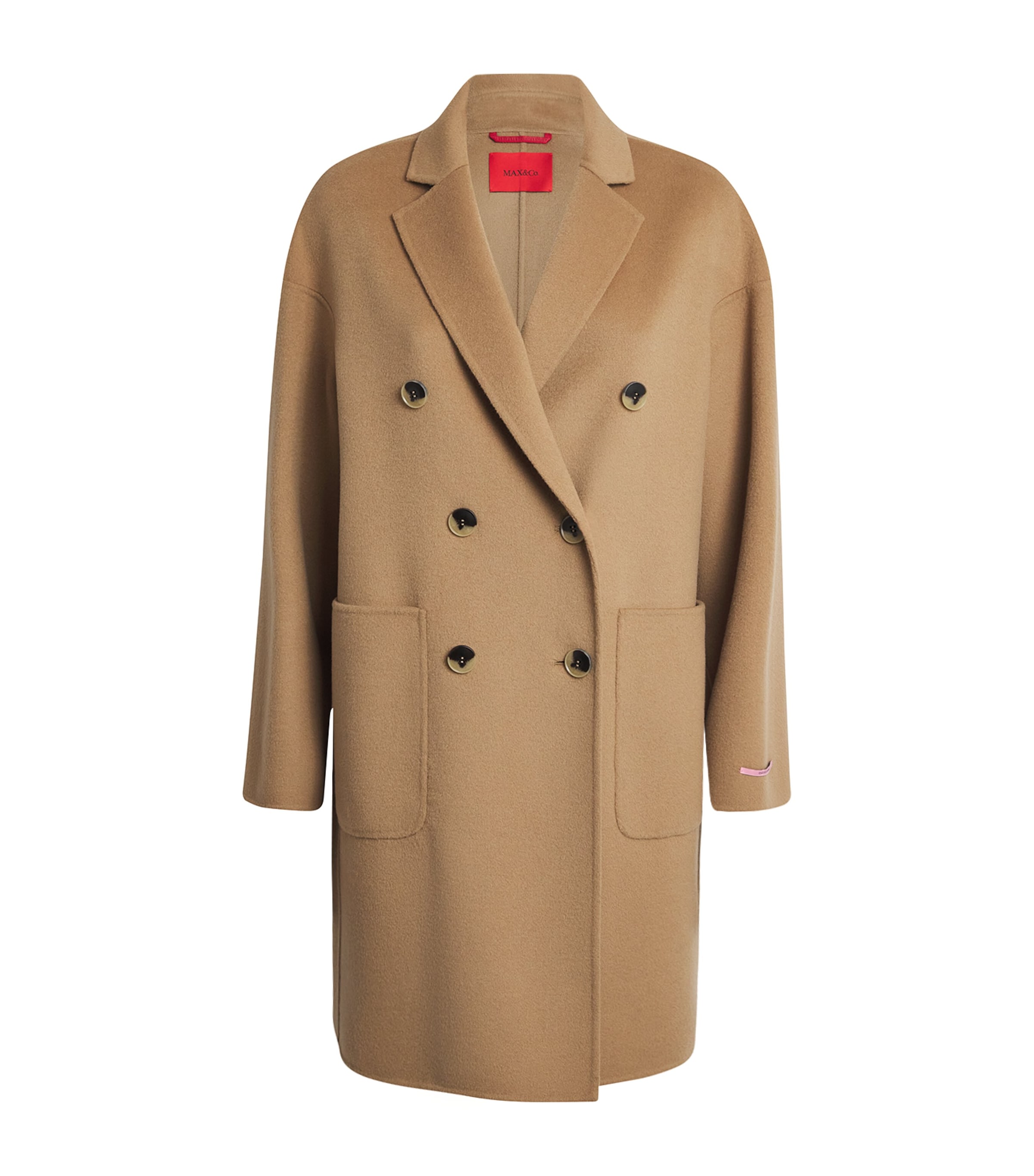 Max & Co Virgin Wool Double-breasted Coat In Sand