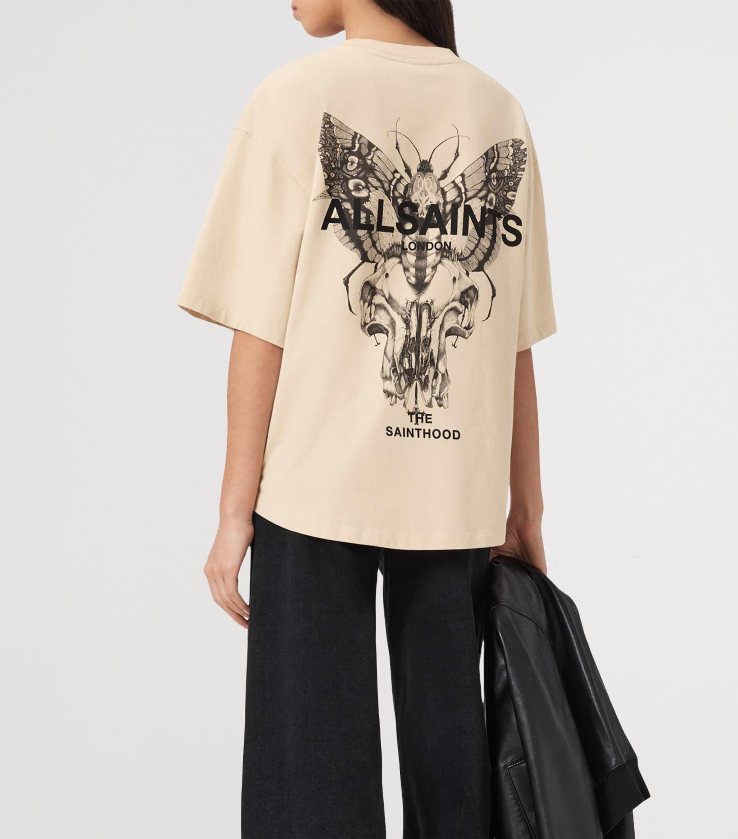 AllSaints Womens Organic Cotton Halis Amelie T-Shirt Sandy White Image 6