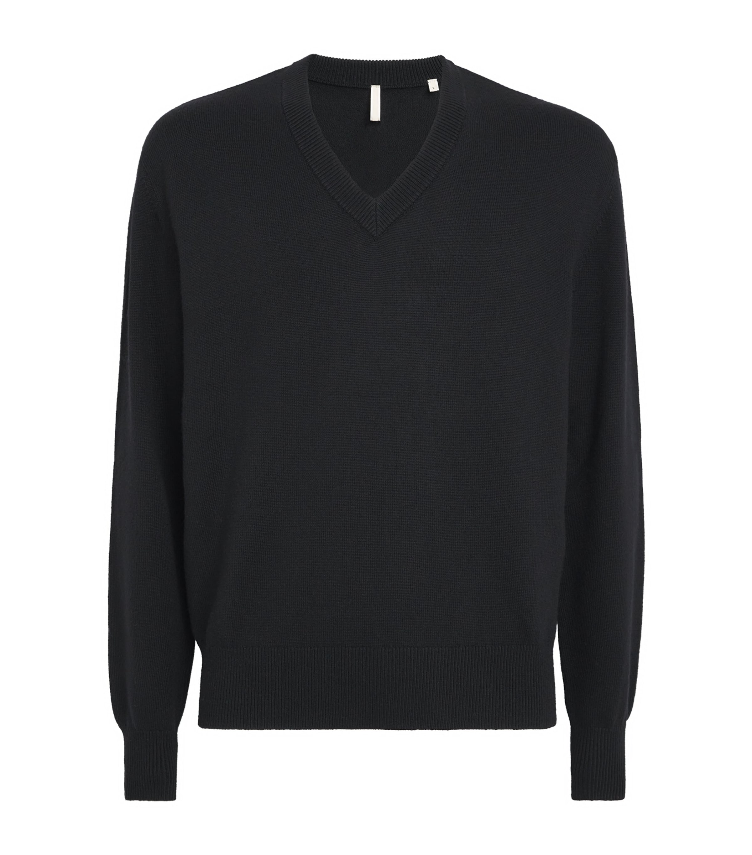 新品 未開封 ENNOY MERINO WOOL SWEATER BLACK Essential black wool, cashmere and silk V-neck sweater