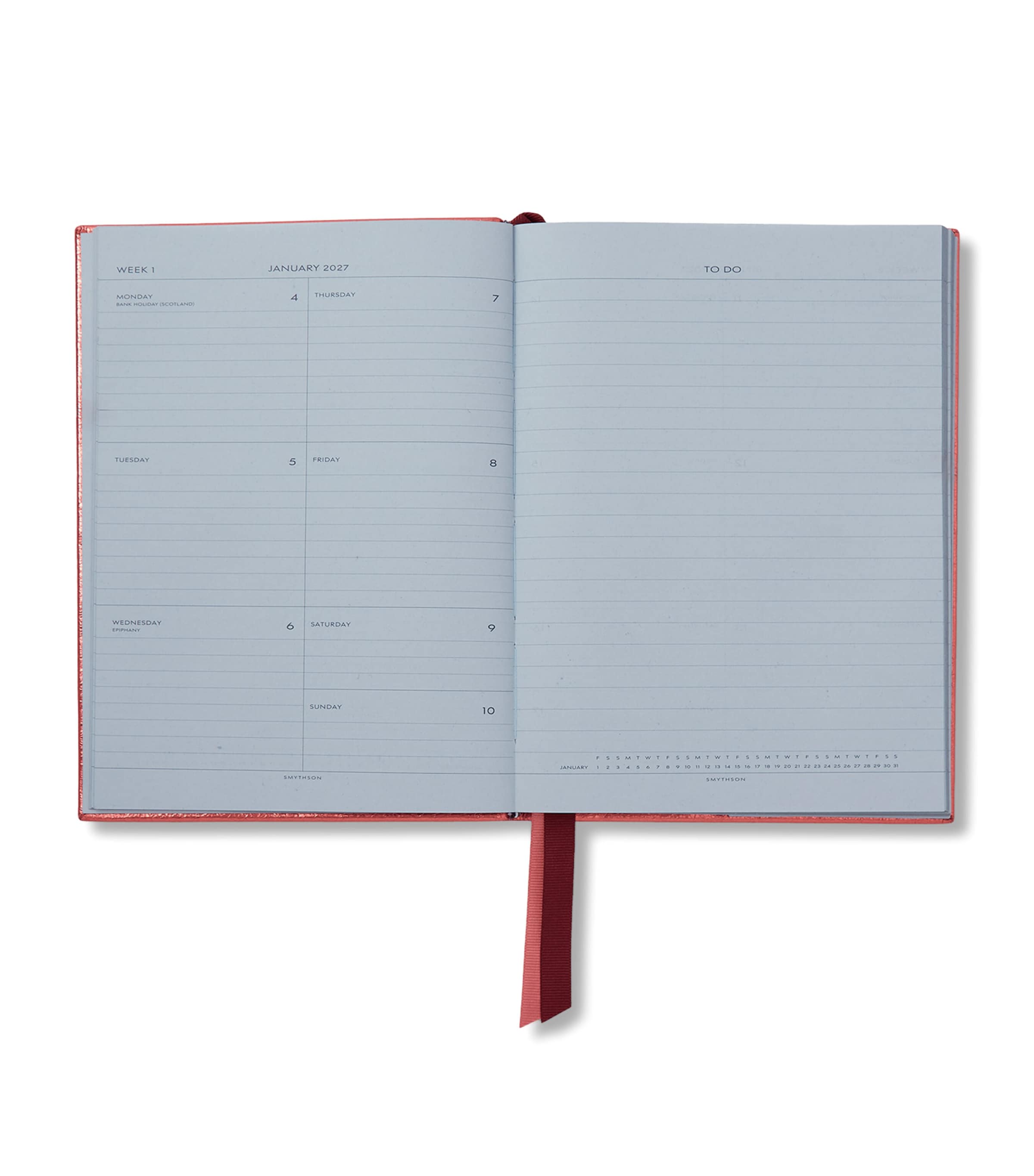 Smythson Leather Soho Weekly Diary 2027 Metallic Rose Image 2